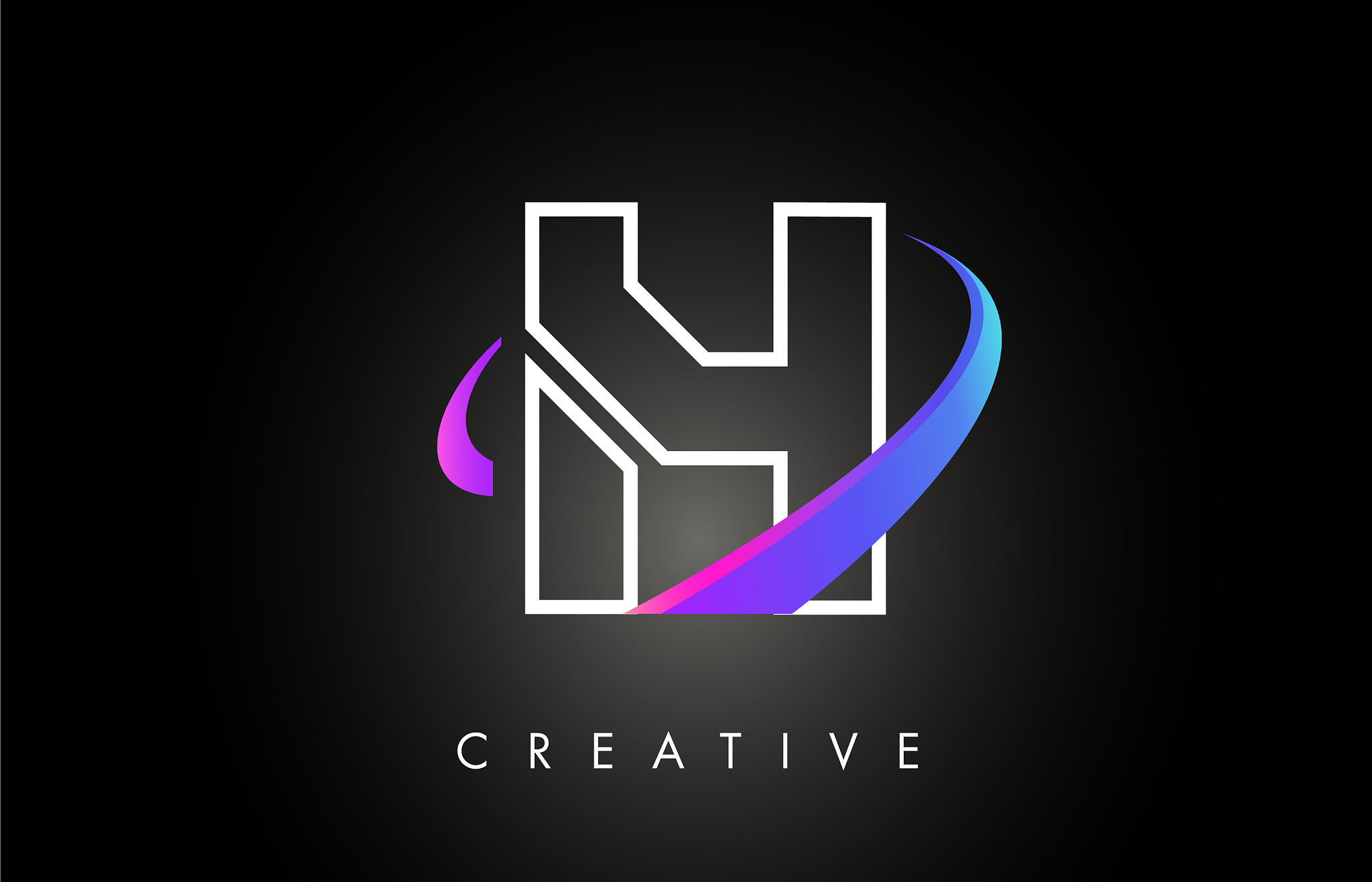 h trendy modern letter logo design monogram and