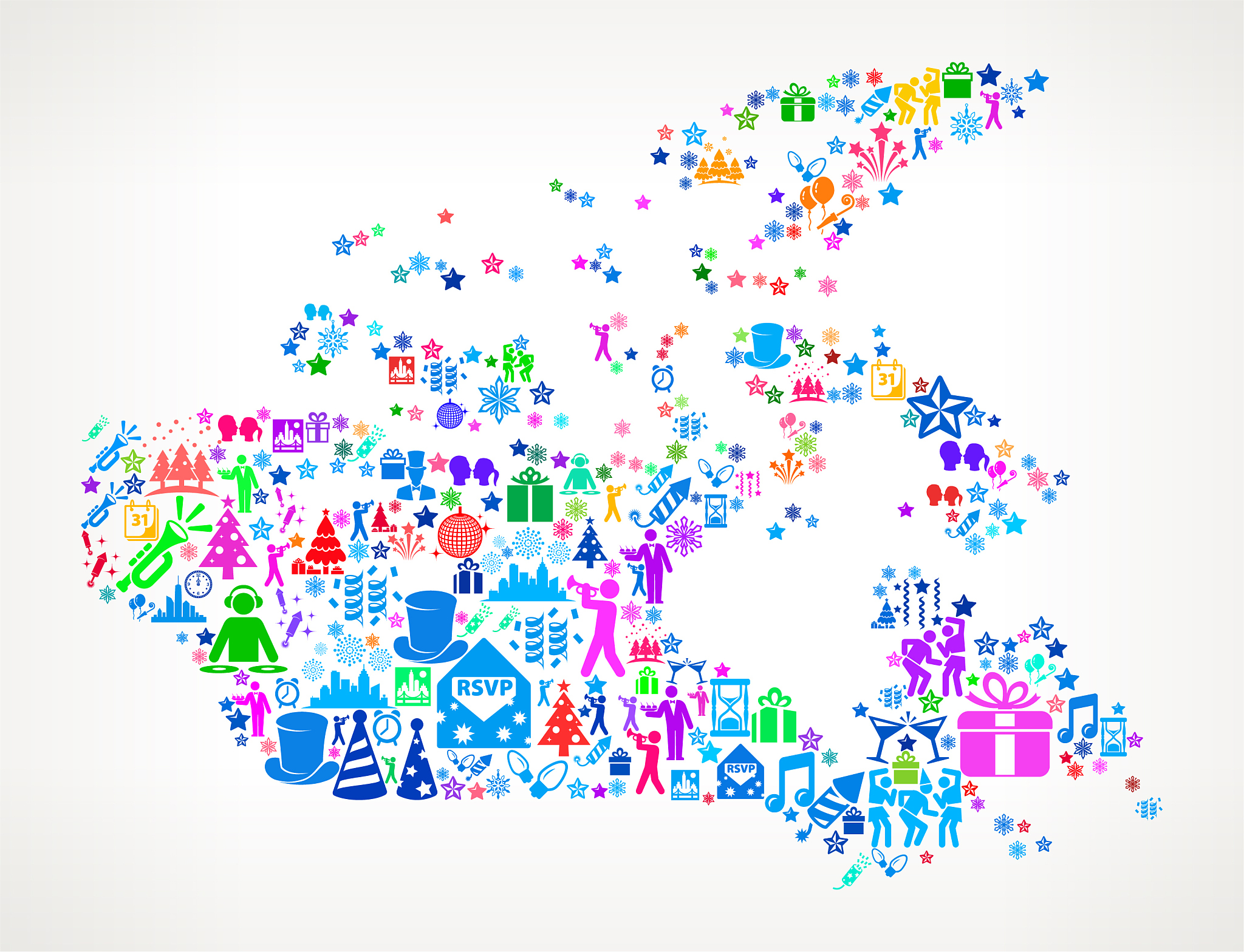 canada new year 2018 celebration vector icon pattern