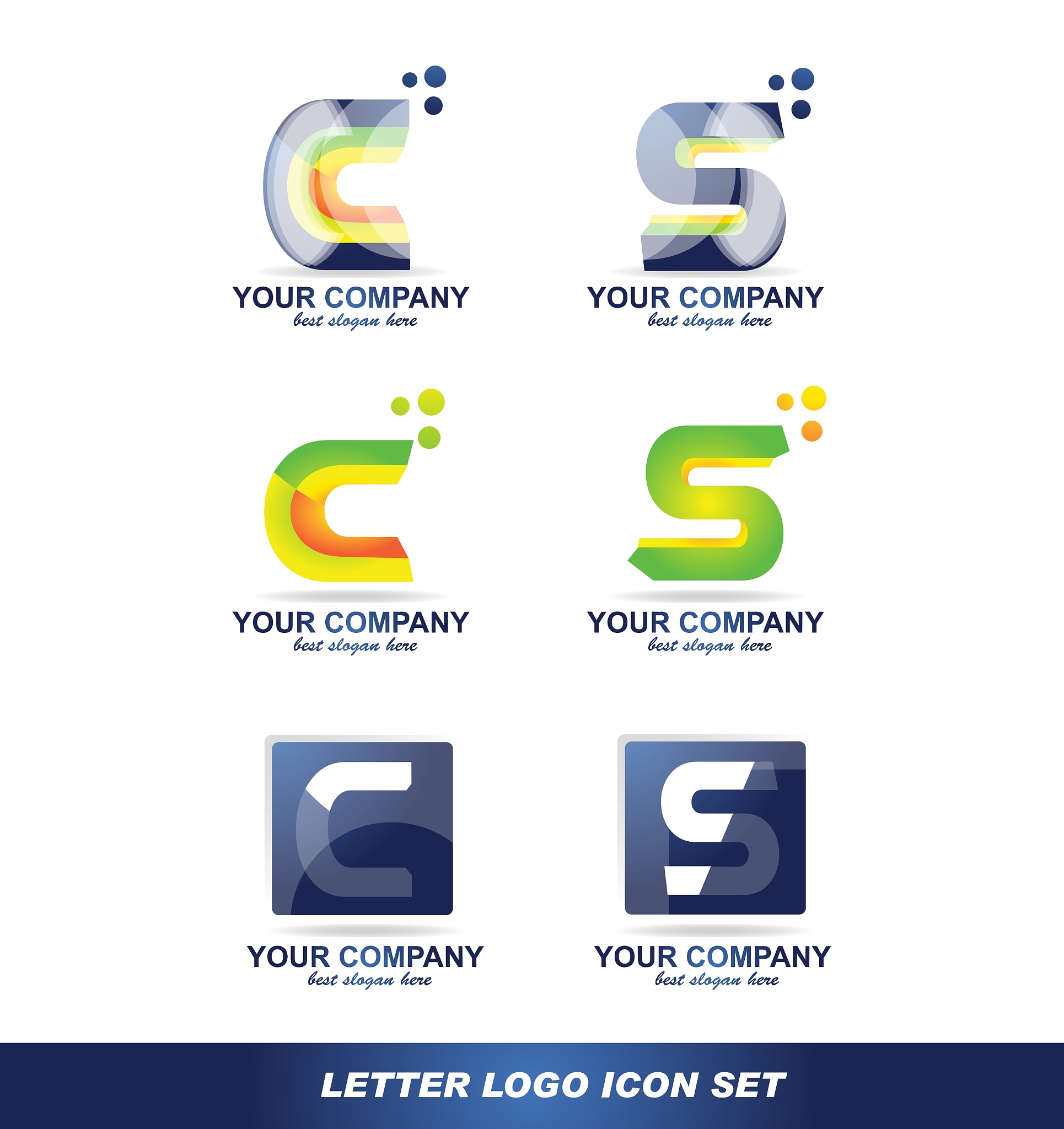 letter c s logo icon set