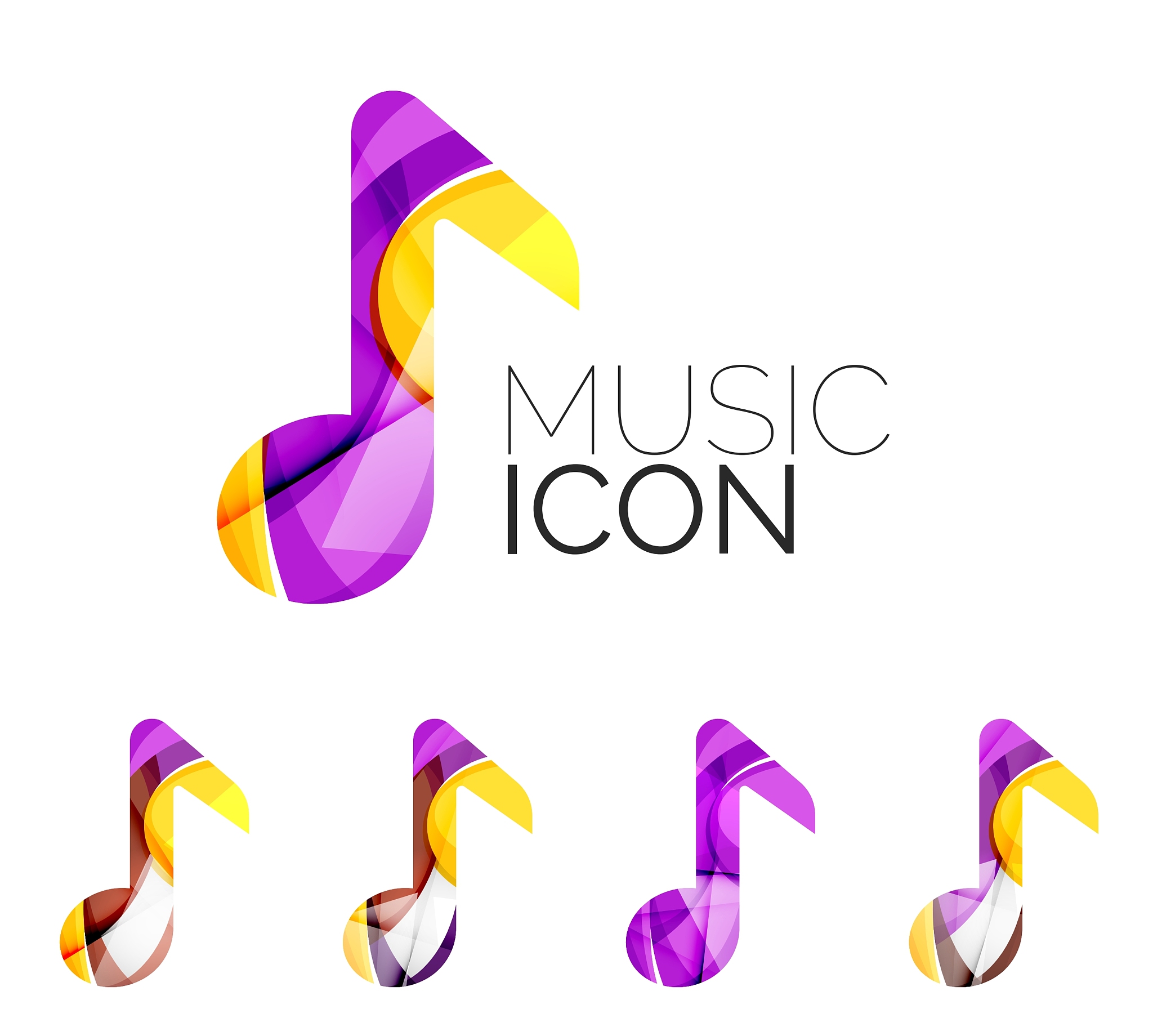 set of abstract music note icon business logotype
