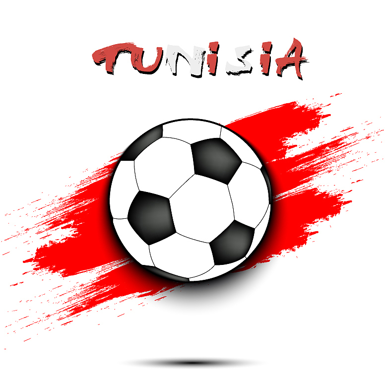soccer ball and tunisia flag