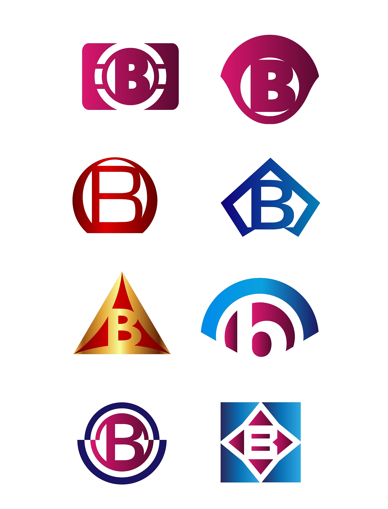 set of letter b logo branding identity corporate v