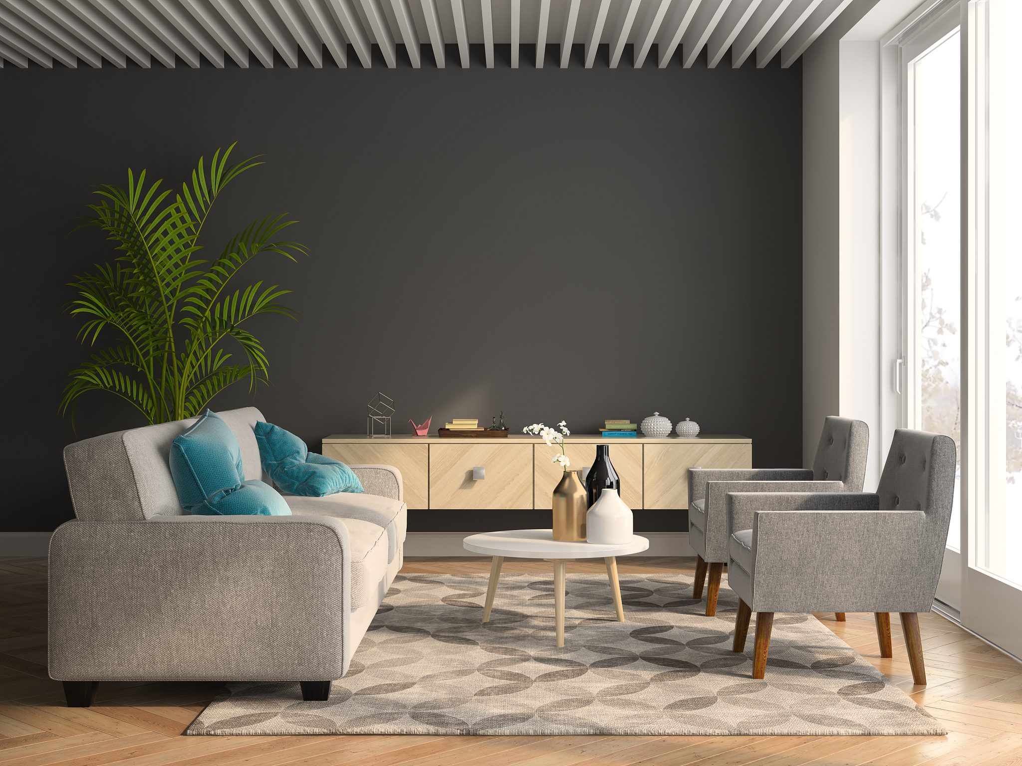 interior modern design room 3d illustration