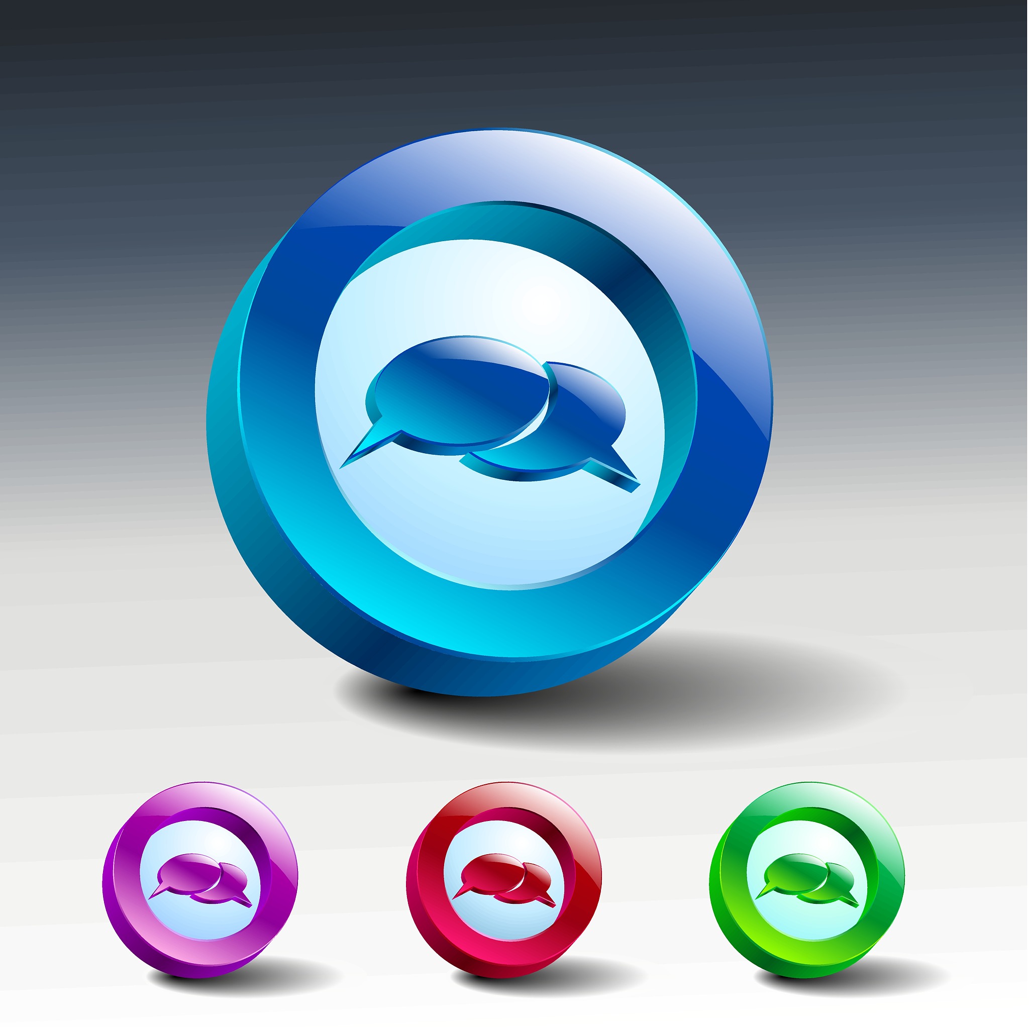 glass icons set green messaging talk