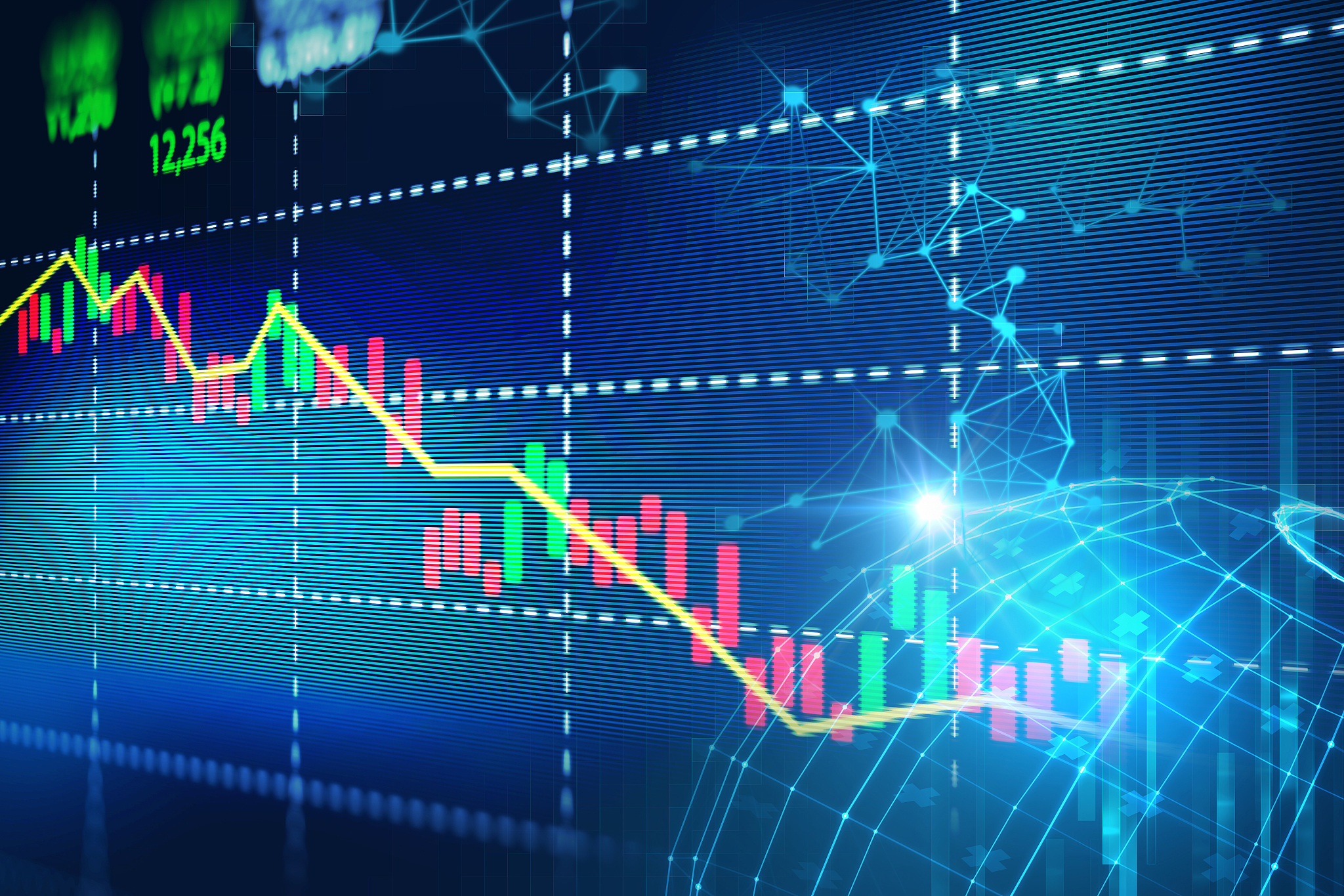 technical financial graph on technology abstract background