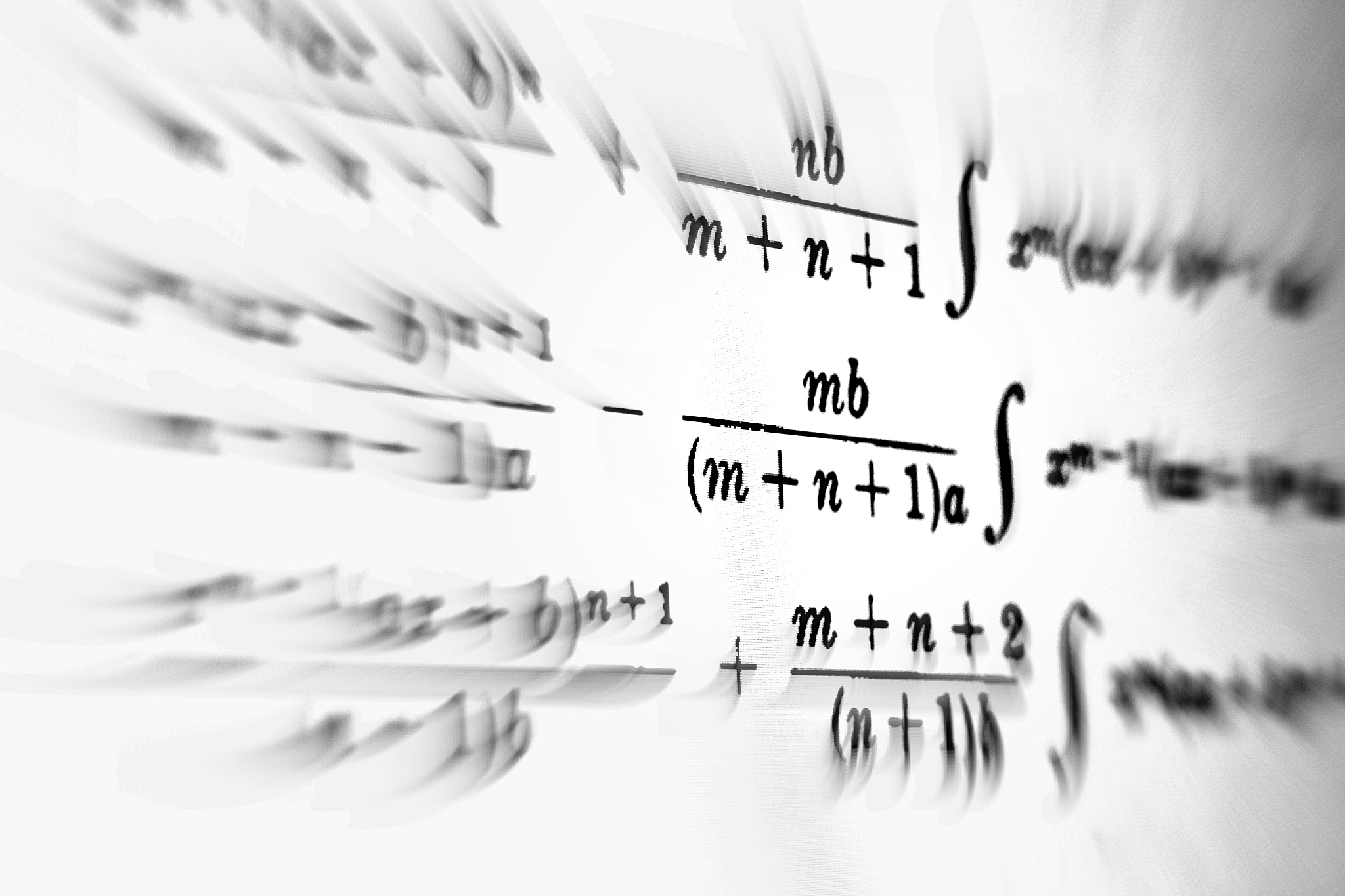 large number of mathematical formulas focus on a white backgroun