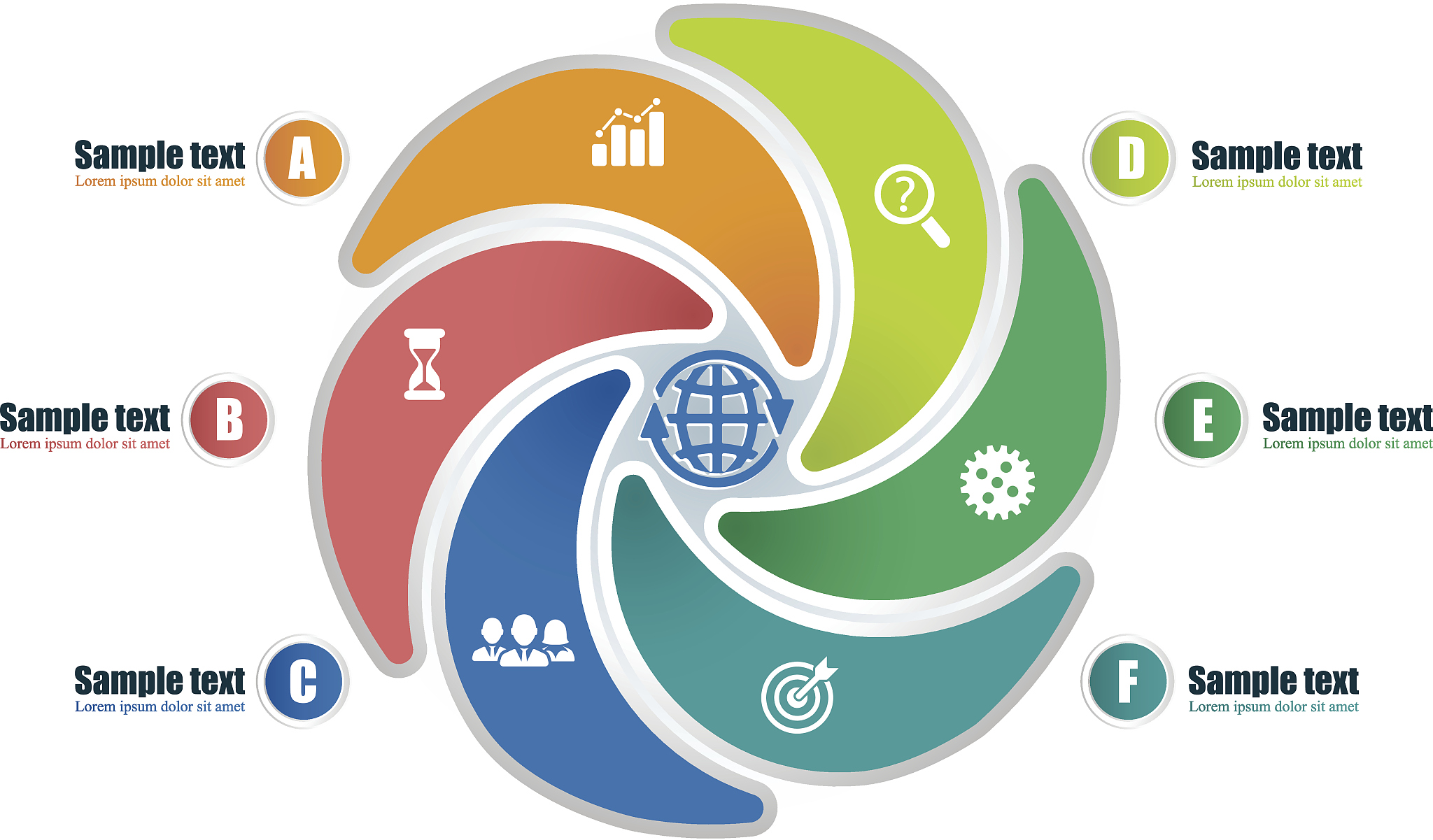circle infographic template with 6 steps