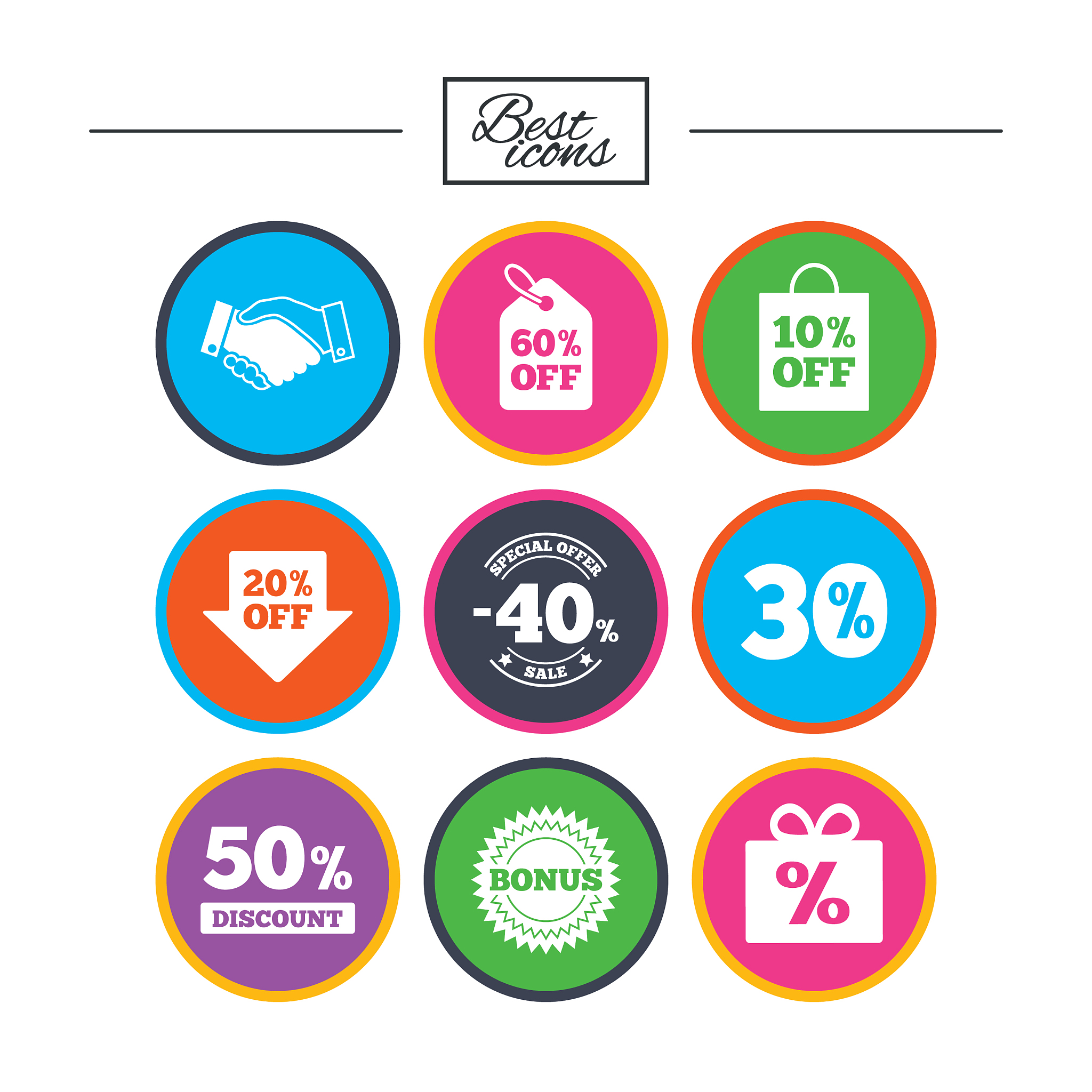 sale discounts icon shopping deal signs