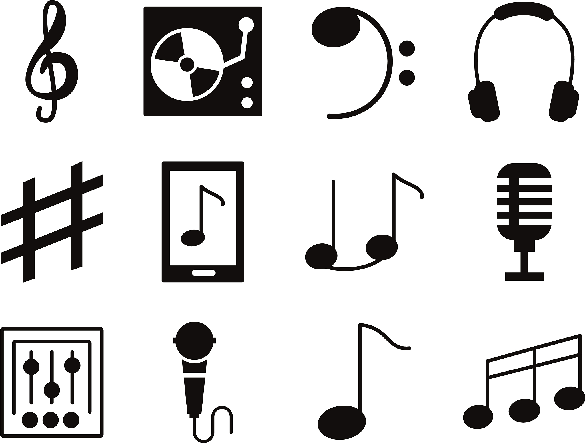 bundle music set icons