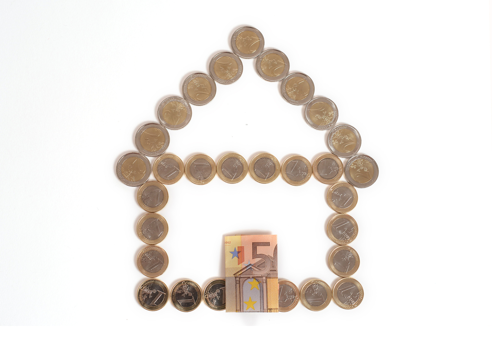 euro coins concept housing and real state