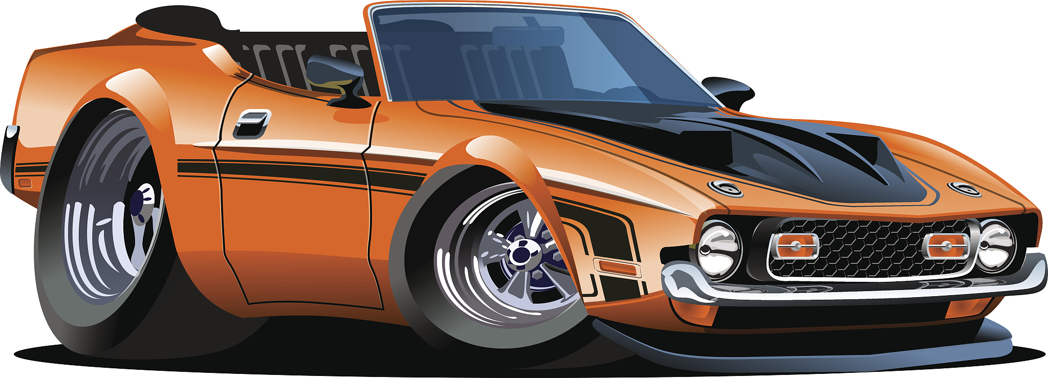 cartoon retro car