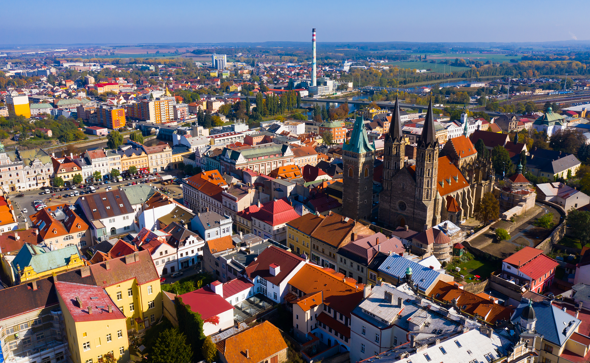 aerial cityscape of kolin