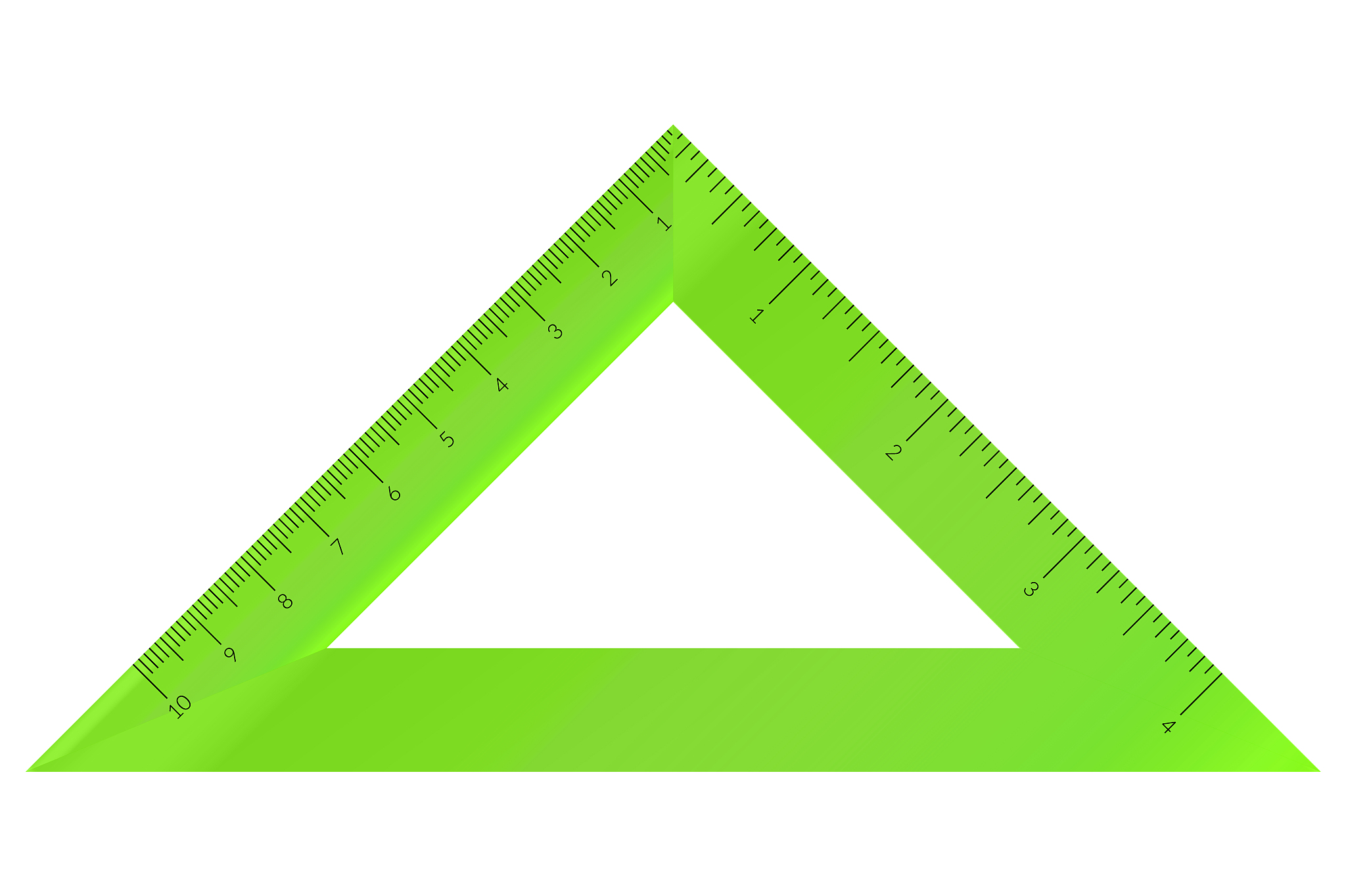 plastic isosceles triangle with metric and imperial units ruler 