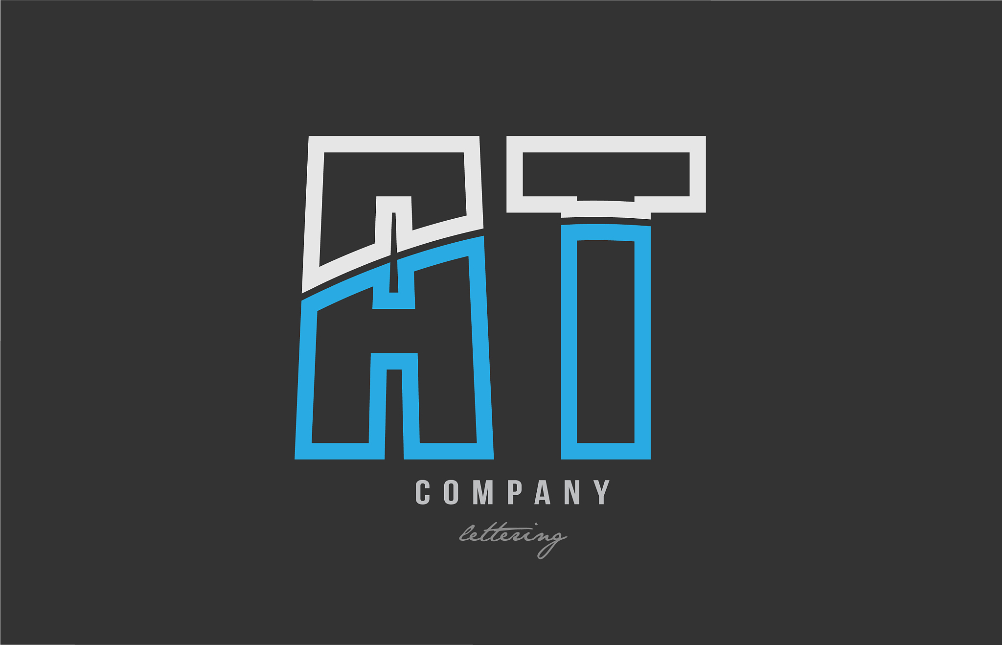 white blue alphabet letter at a t logo icon design
