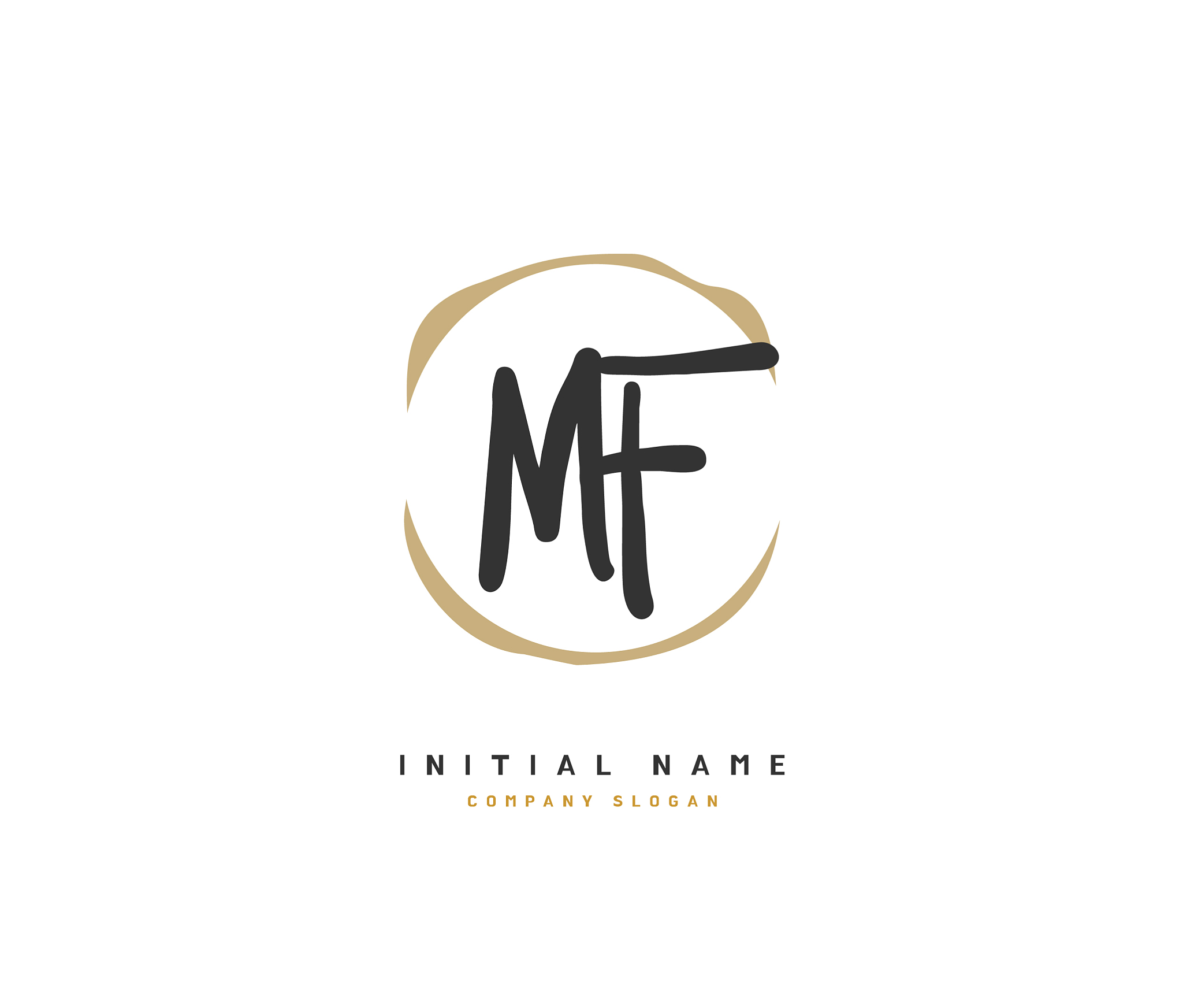 m f mf beauty initial logo handwriting logo of