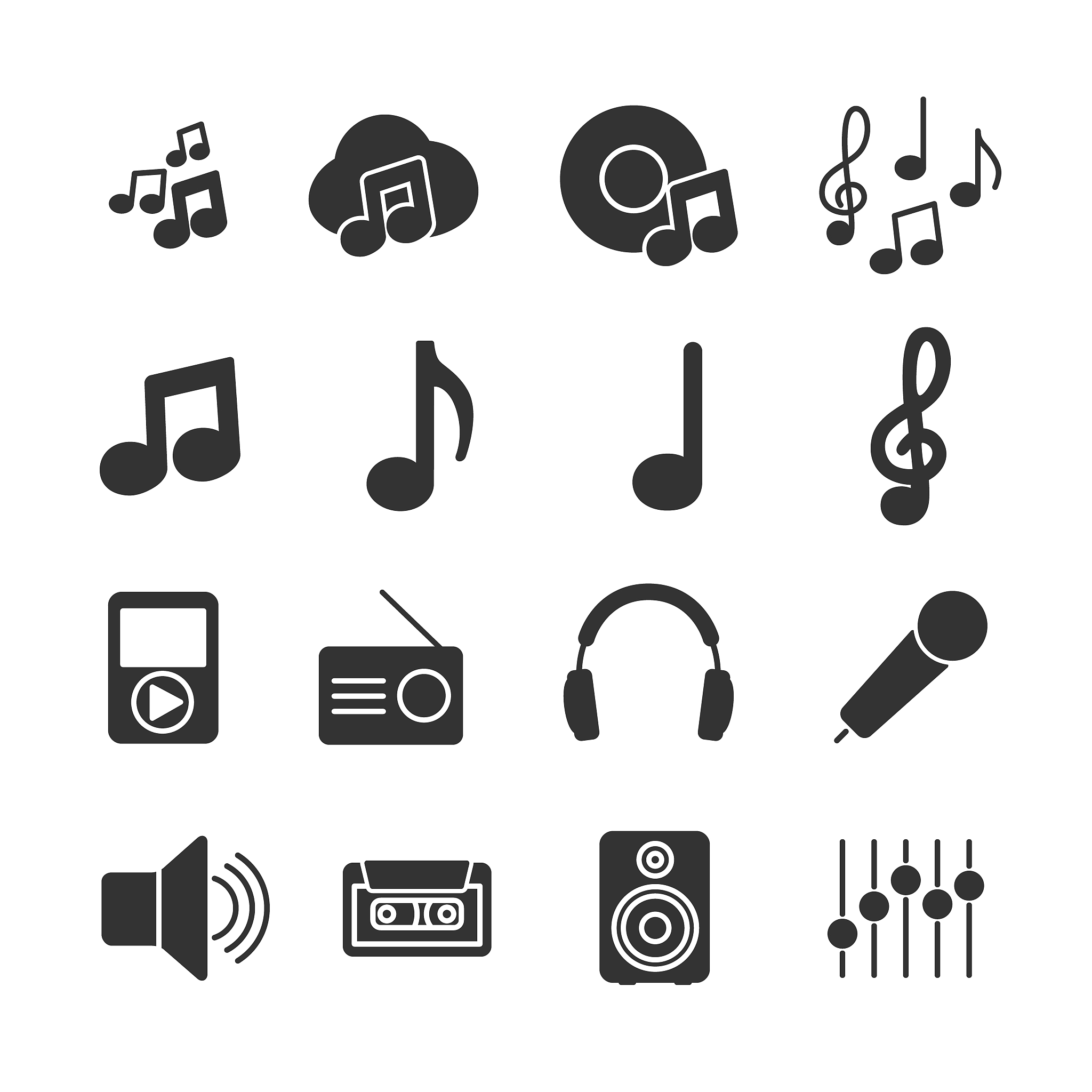 vector image set of music icons.
