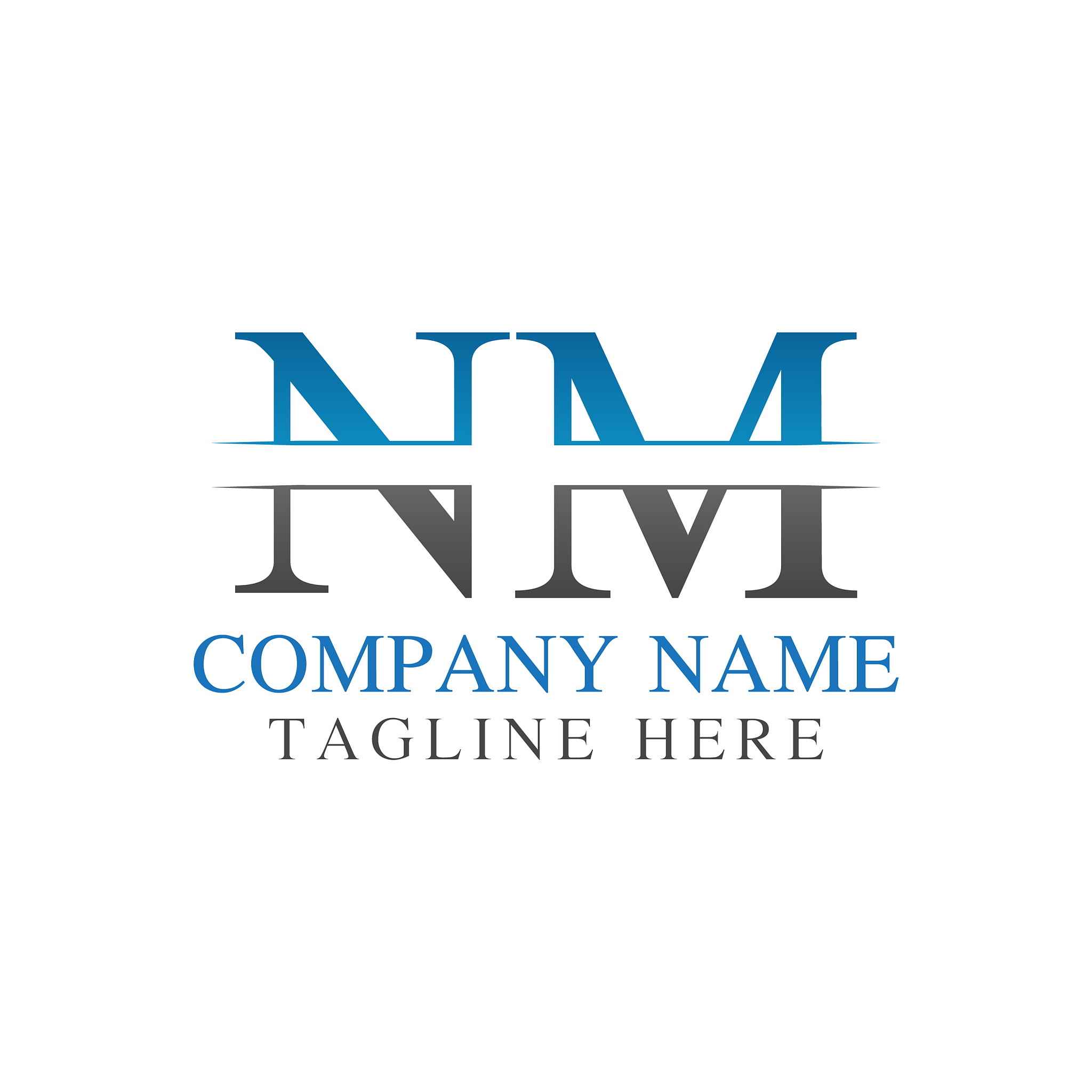 initial monogram letter nm logo design template