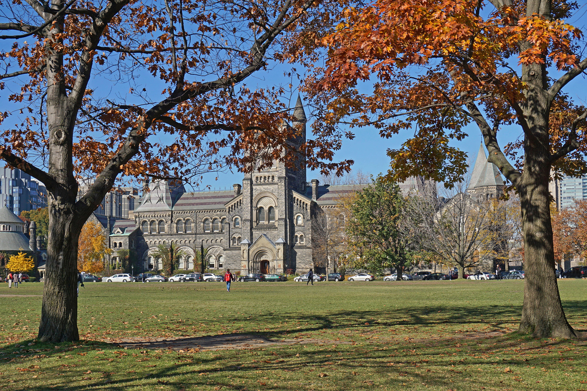 university campus in fall