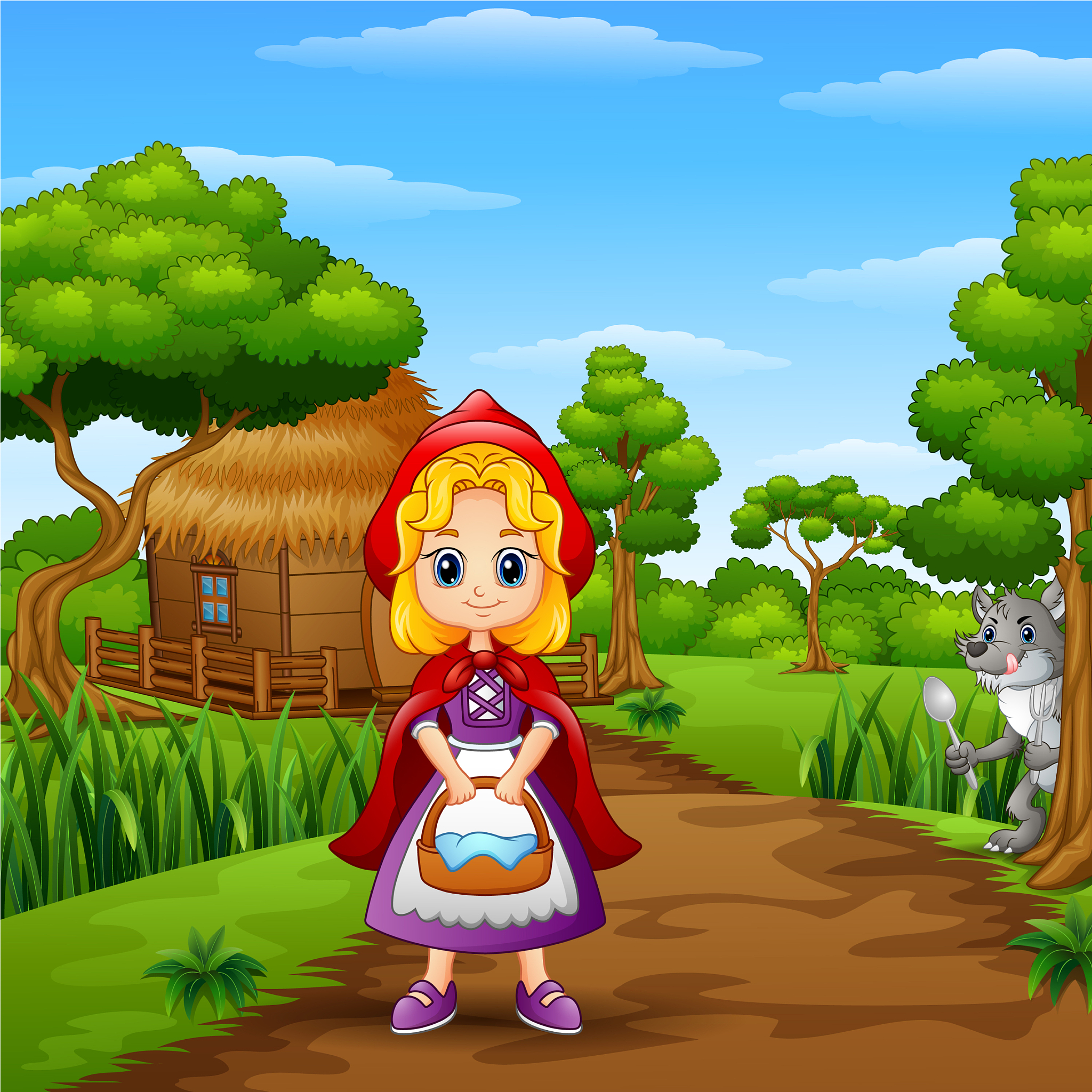 改编Little Red Riding Hood 故事情节 要求英文 时长60秒 并取一个新的标题