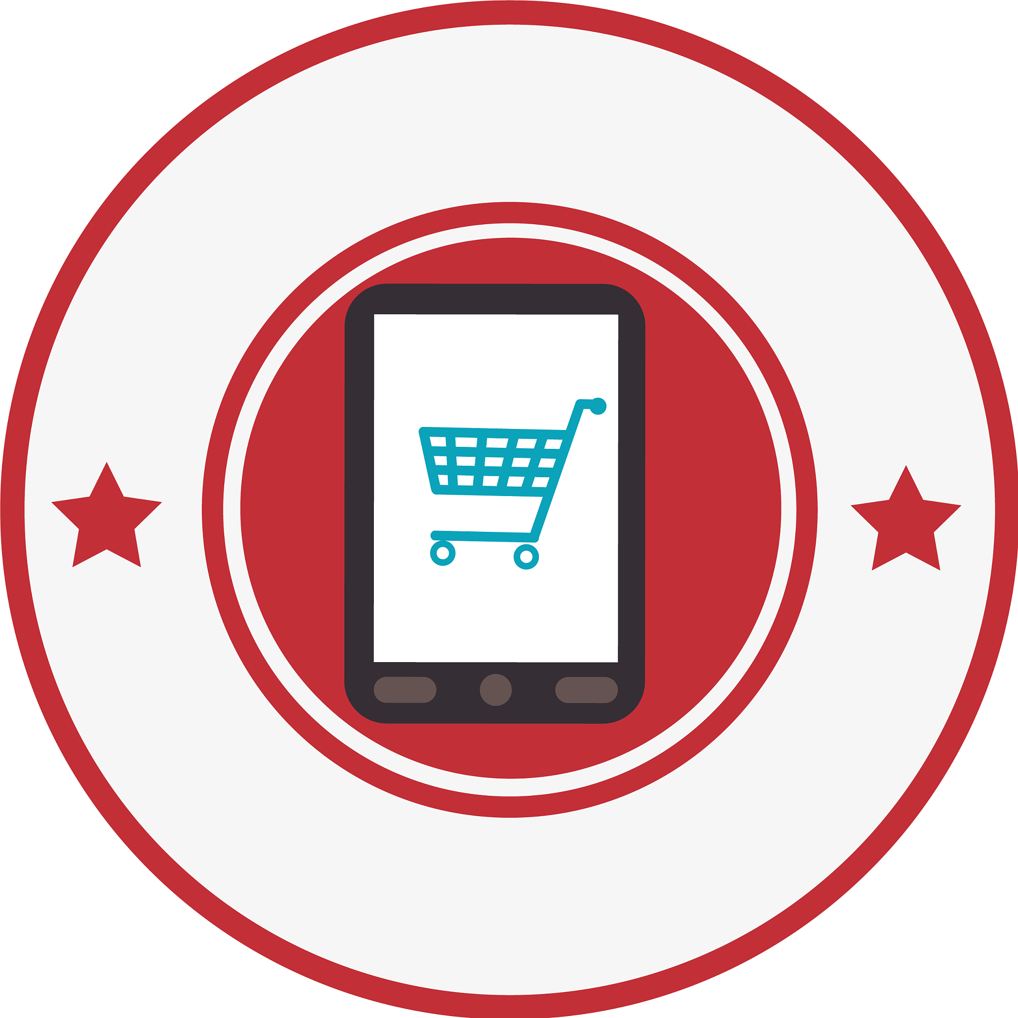 smartphone device with cart shopping isolated icon