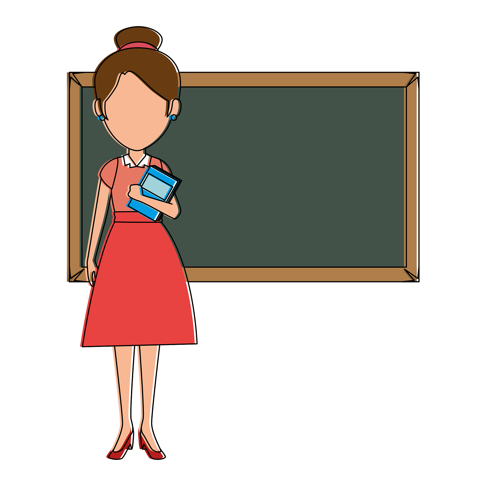beautiful teacher female with chalkboard avatar character