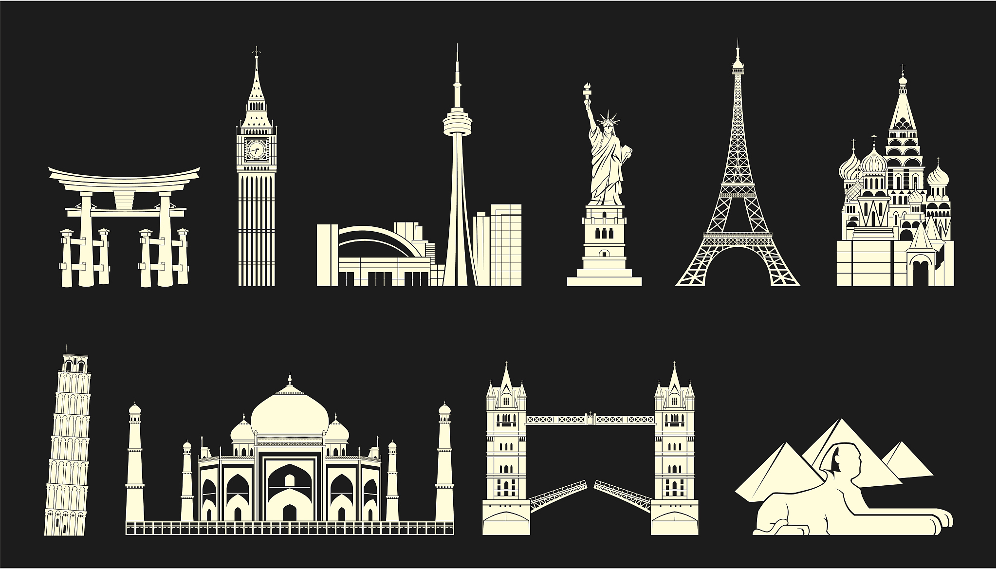 world travel landmarks set