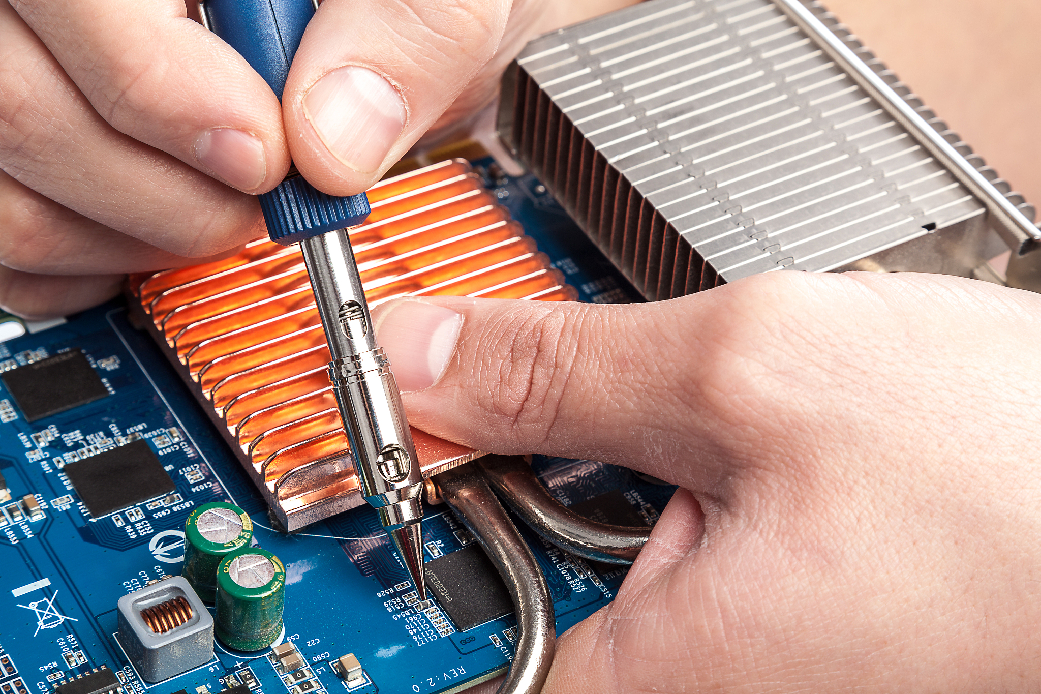 gas powered soldering and electronic board.