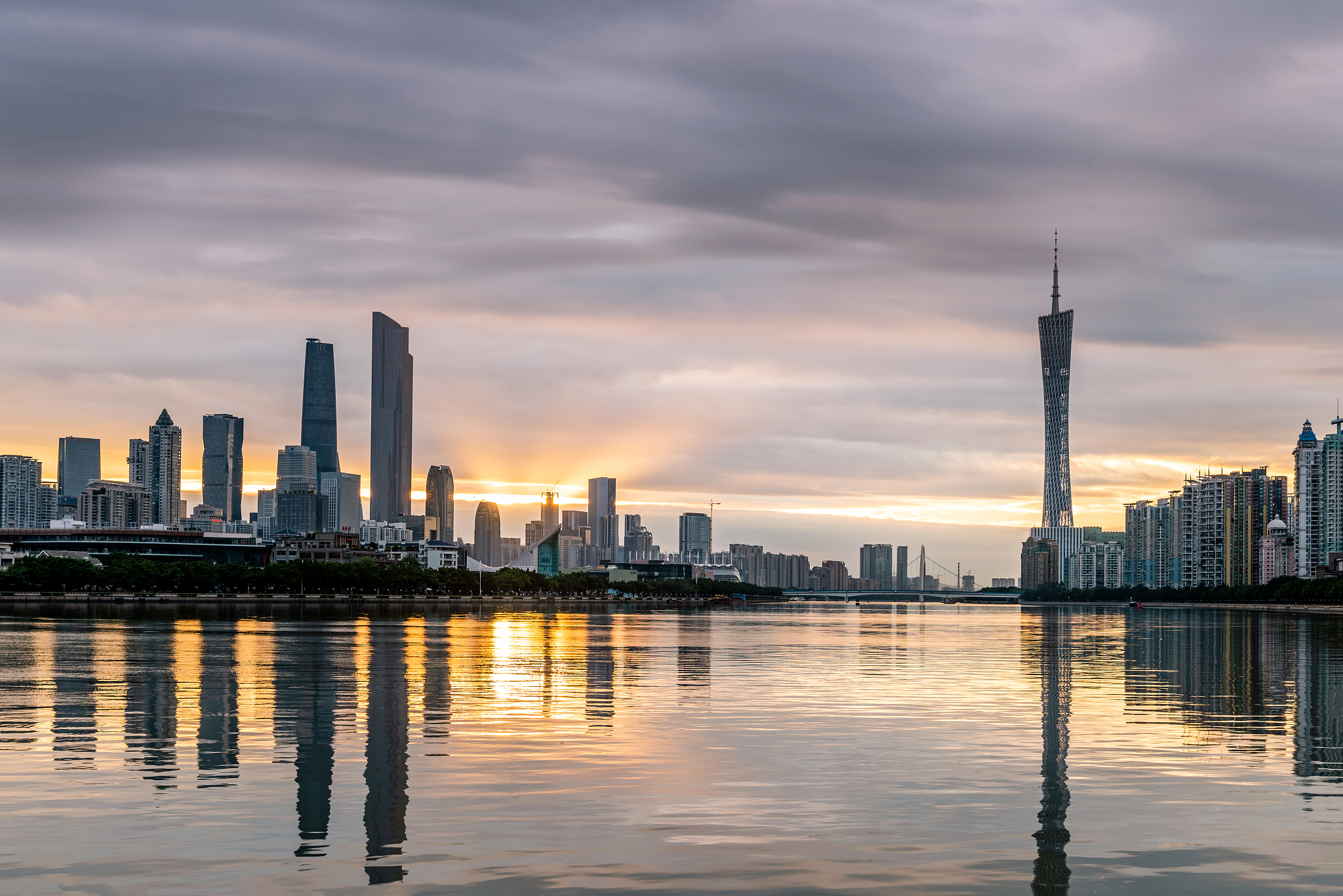guangzhou skyline at sunrise