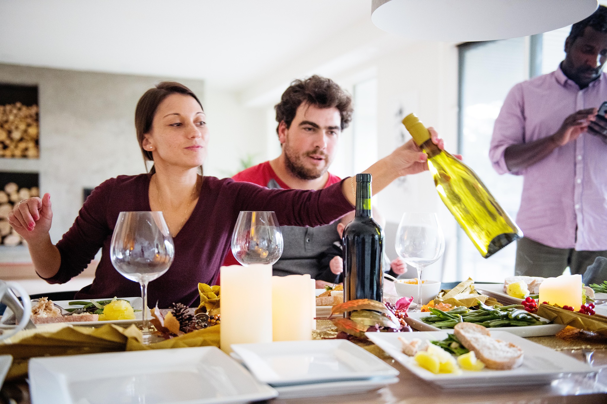 holiday season family and friends multi-ethnic during thanksgivi