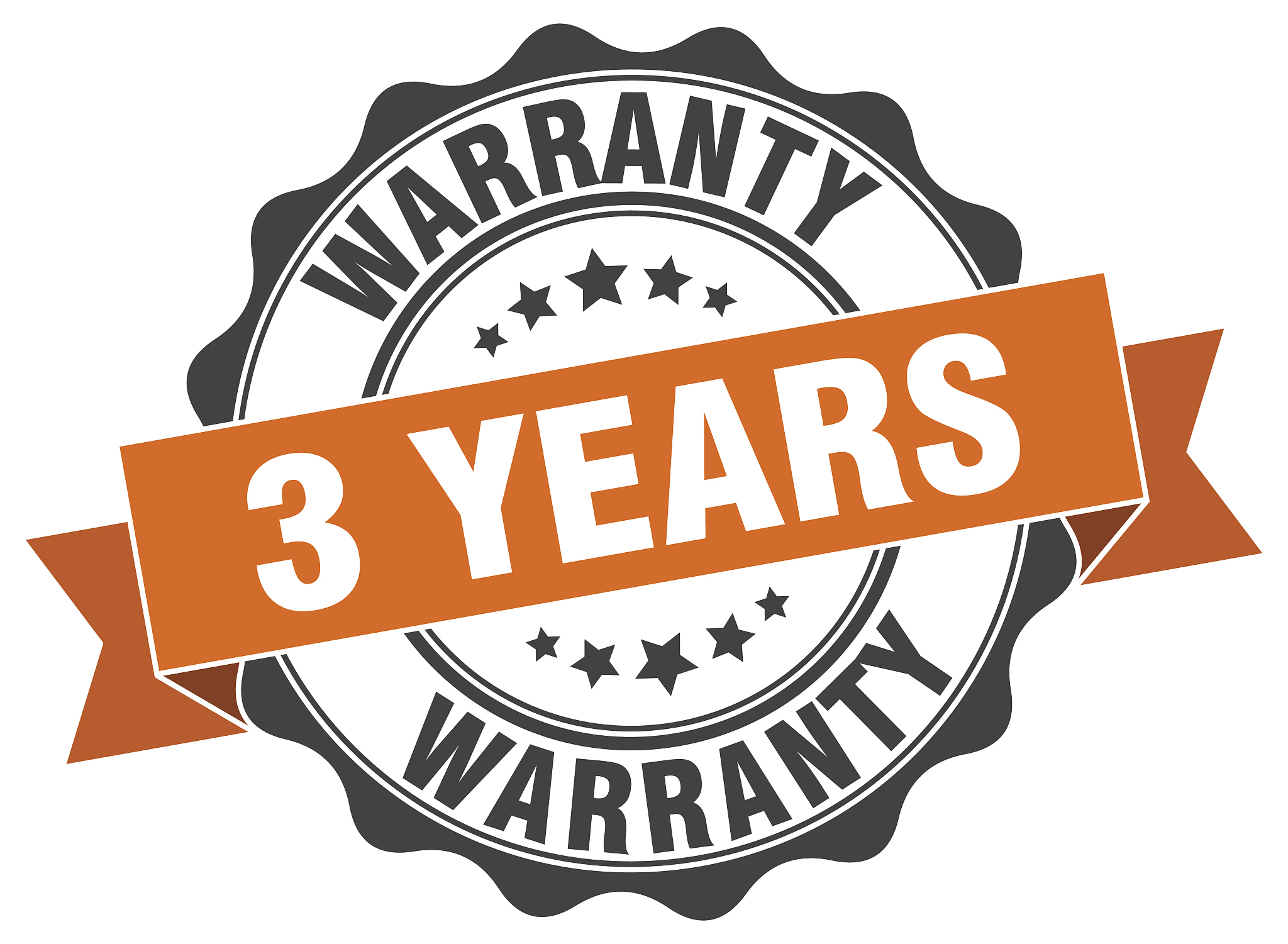 3 years warranty stamp. sign. seal