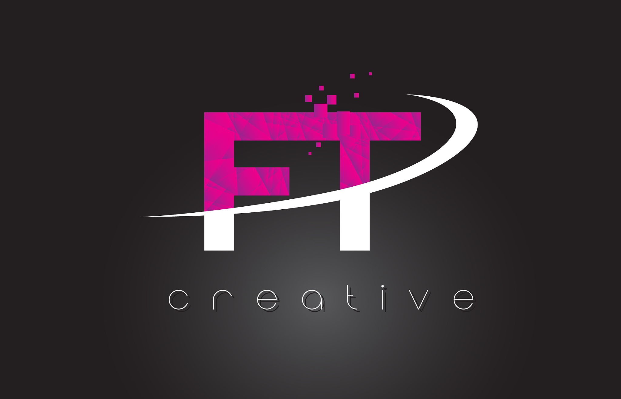 ft f t creative letters design with white pink