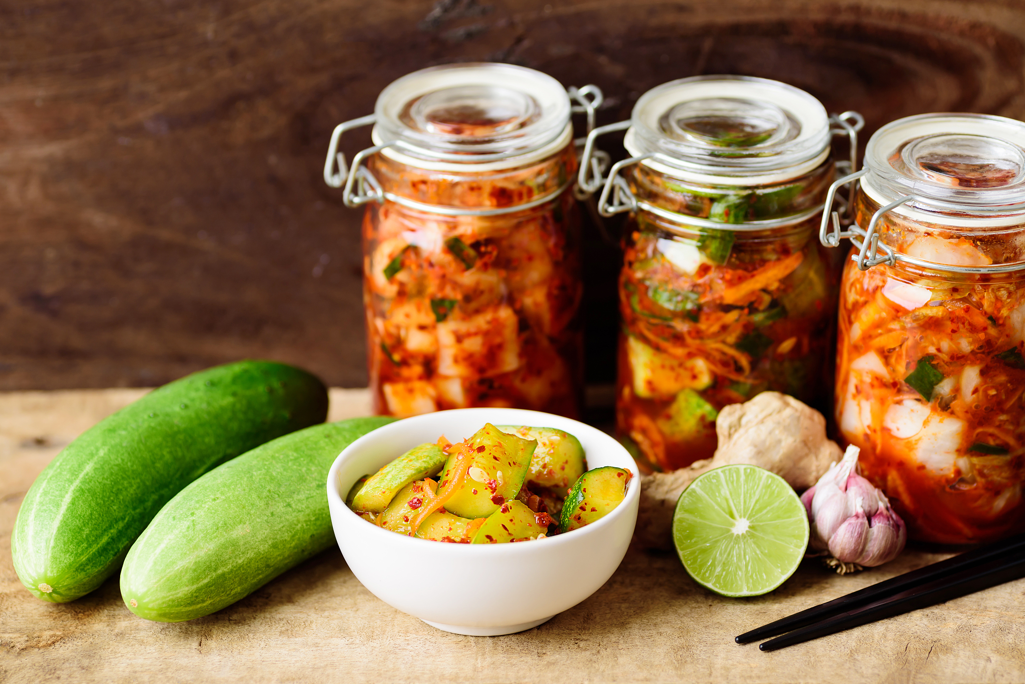 kimchi cucumber, korean food