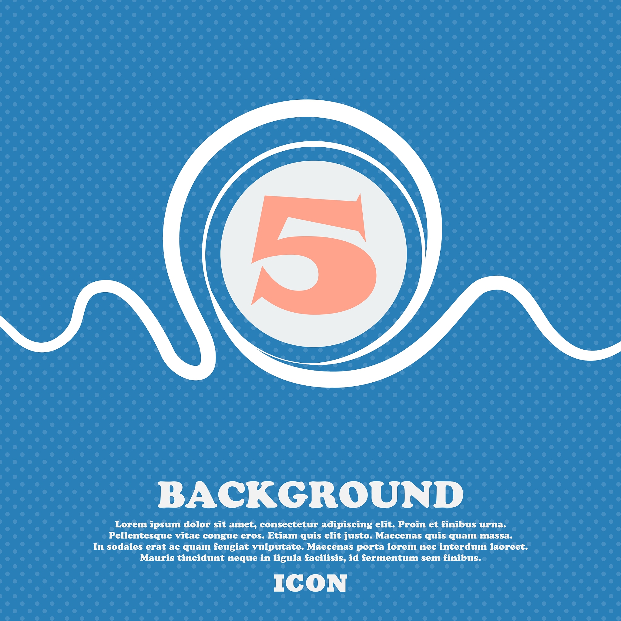 number five icon sign blue and white abstract