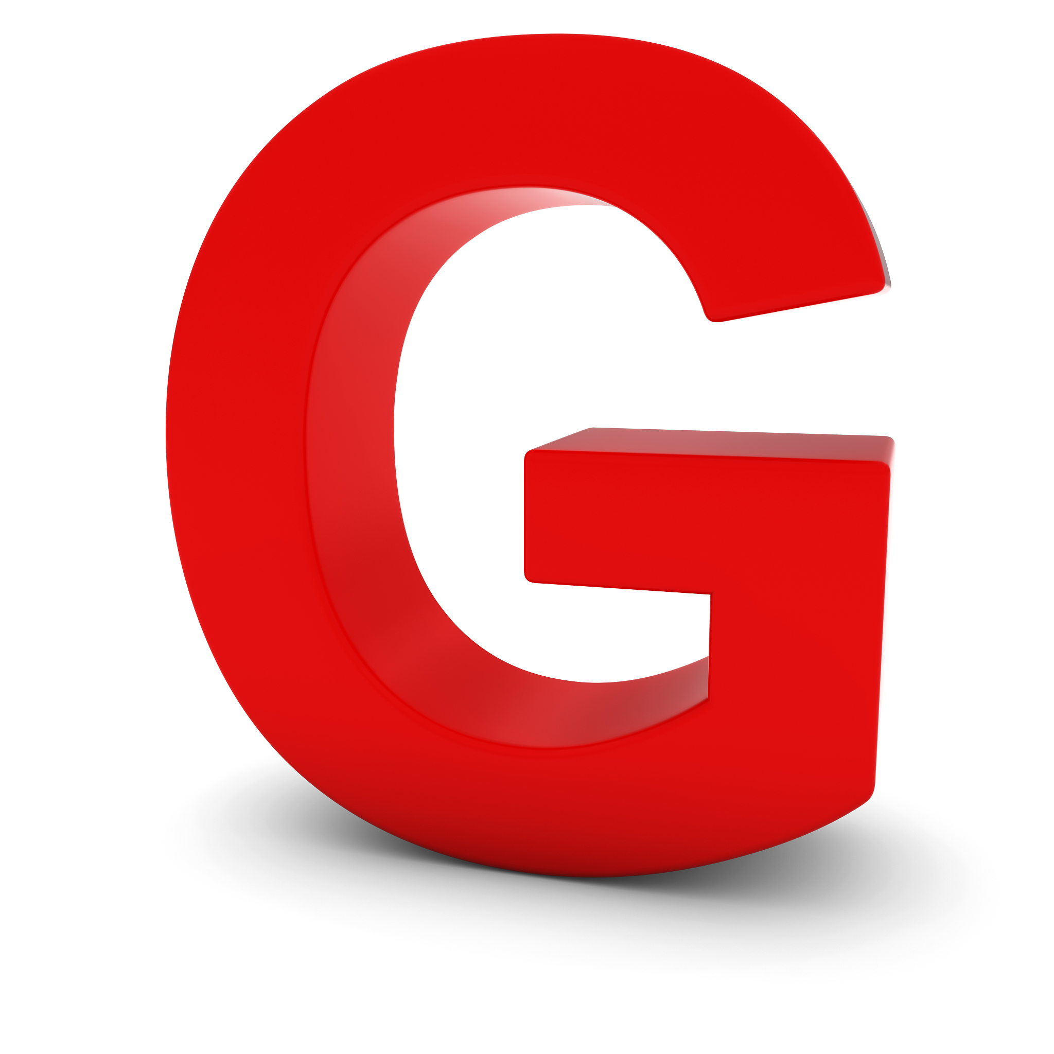red capital g - 3d letter g isolated on white