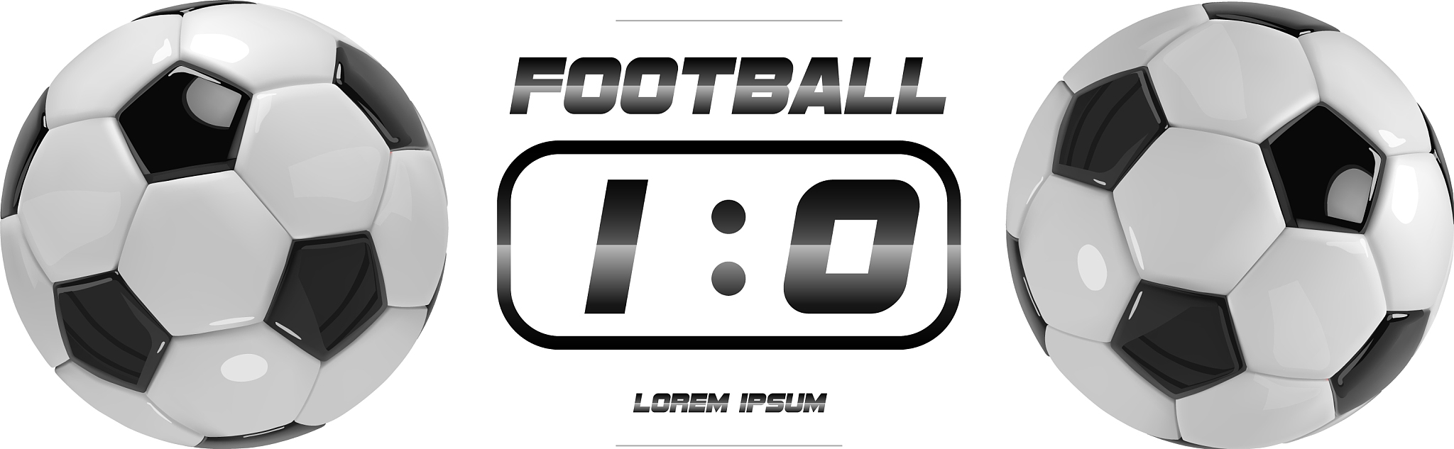 soccer or football white banner with 3d ball and