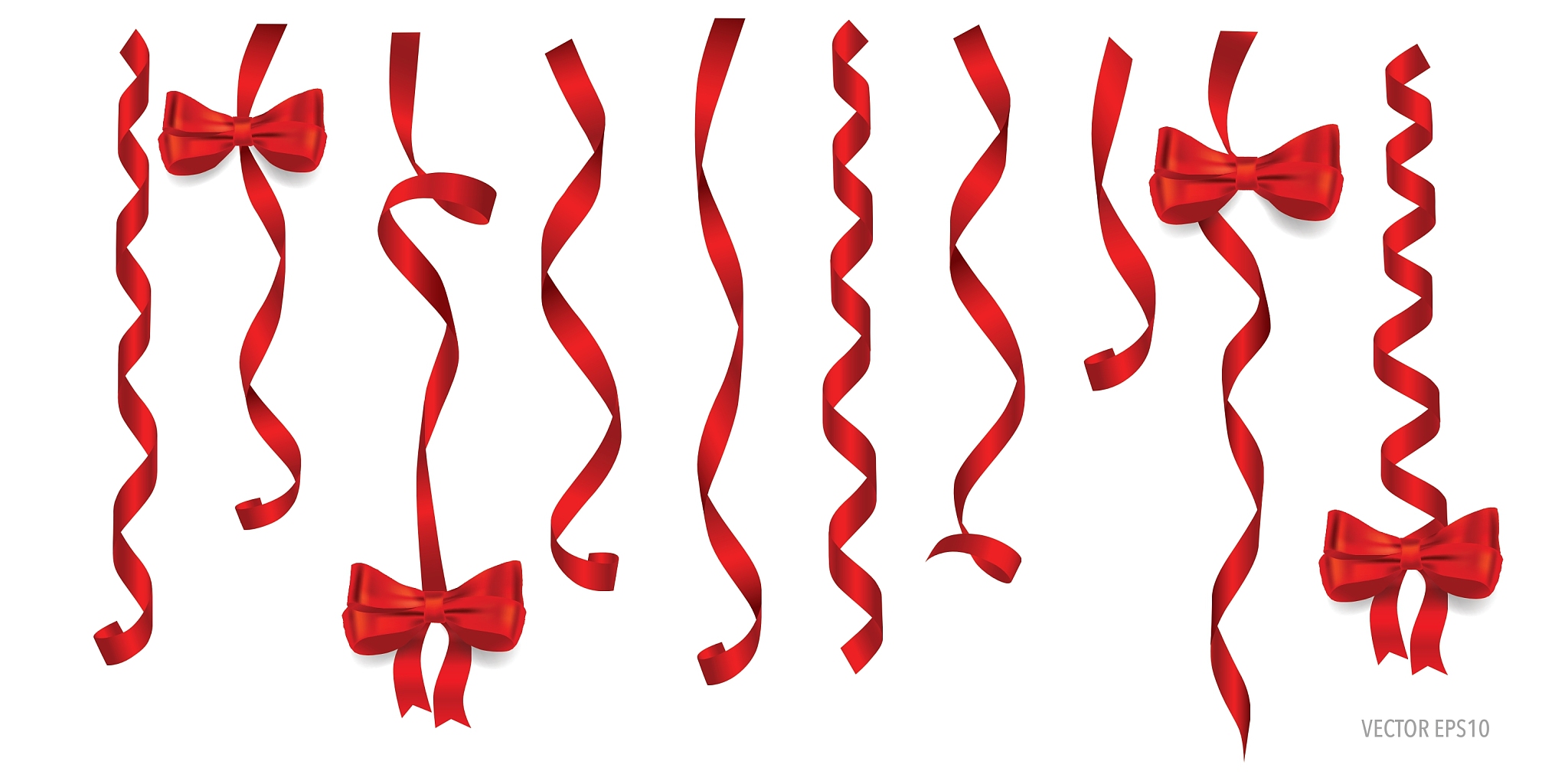 gift bow and shiny red ribbon on white background
