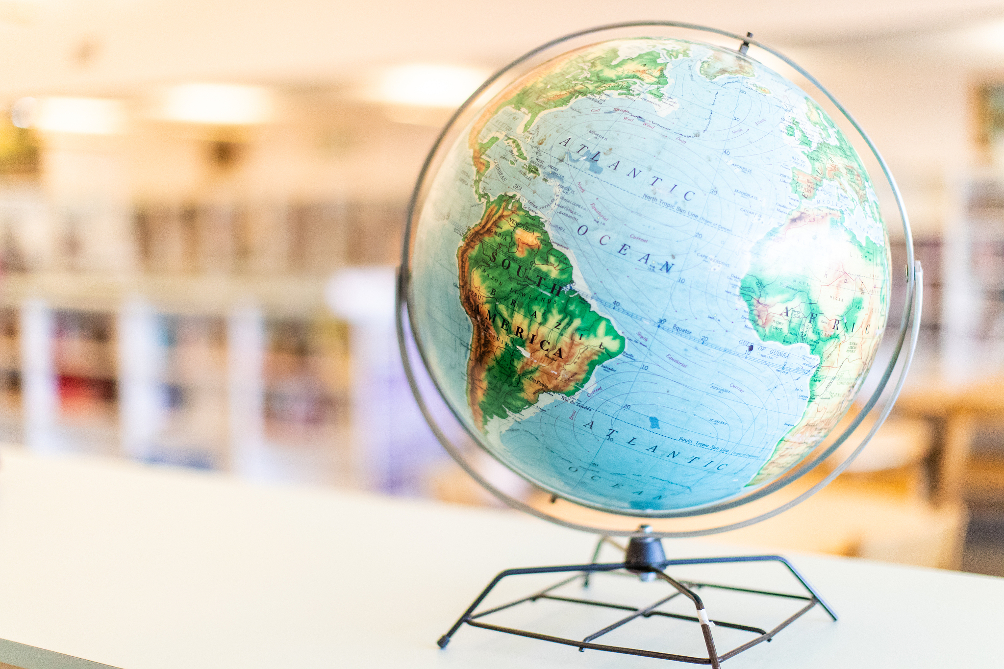 planet earth globe in school library