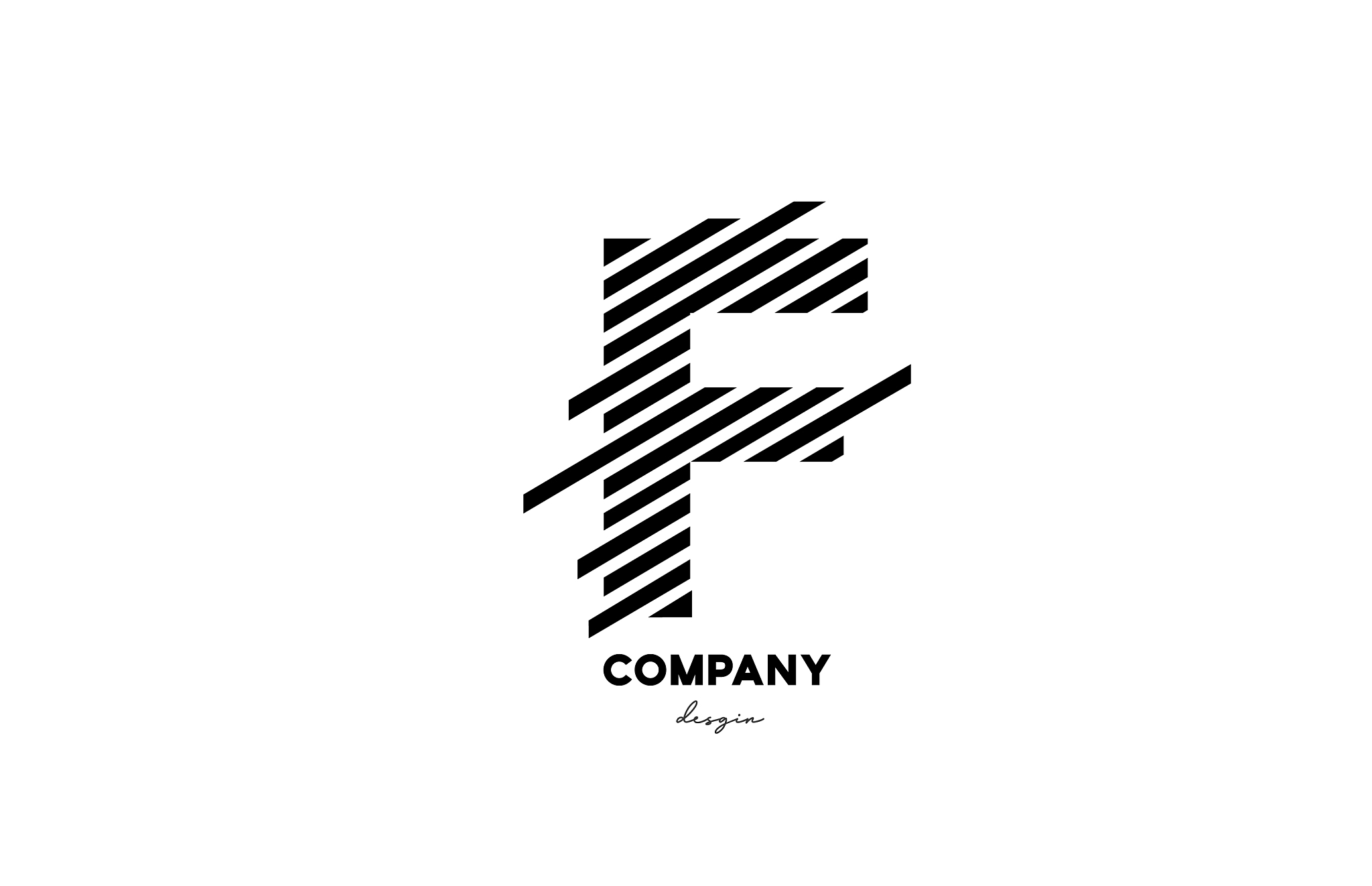 black and white f alphabet letter logo design
