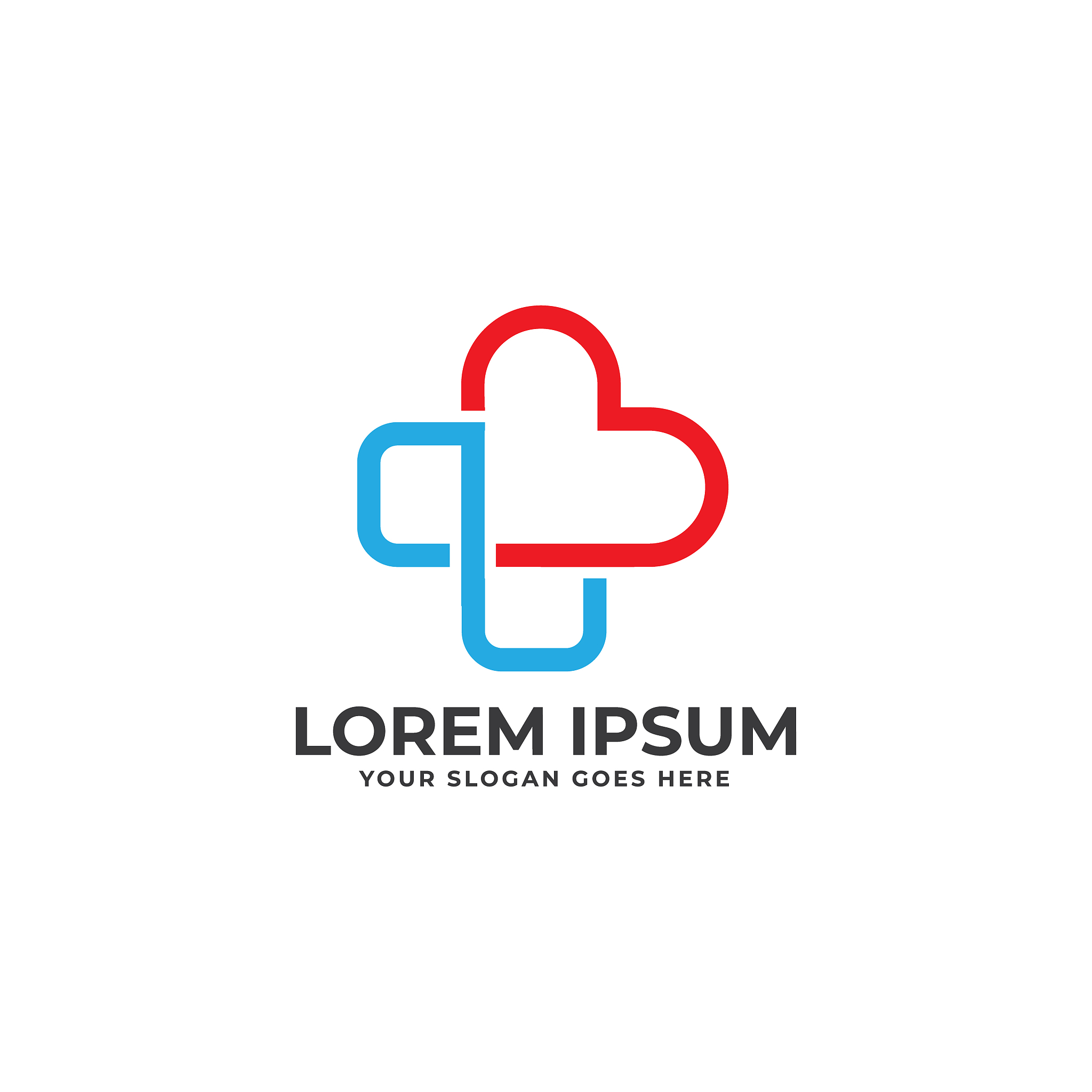 creative and modern health cross love/heart design template vect