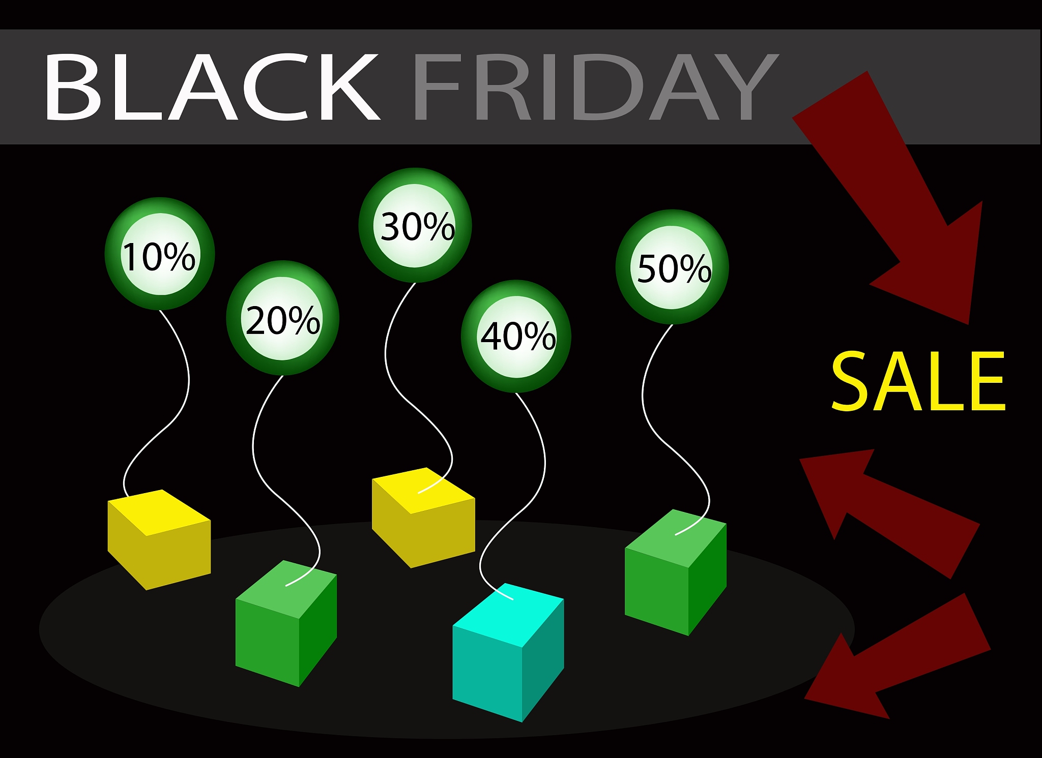black friday sale banner with percentages discount