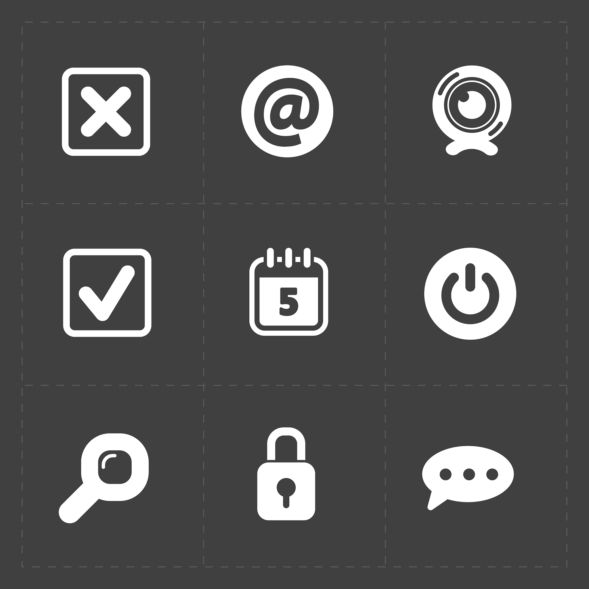 modern flat social icons set on dark background