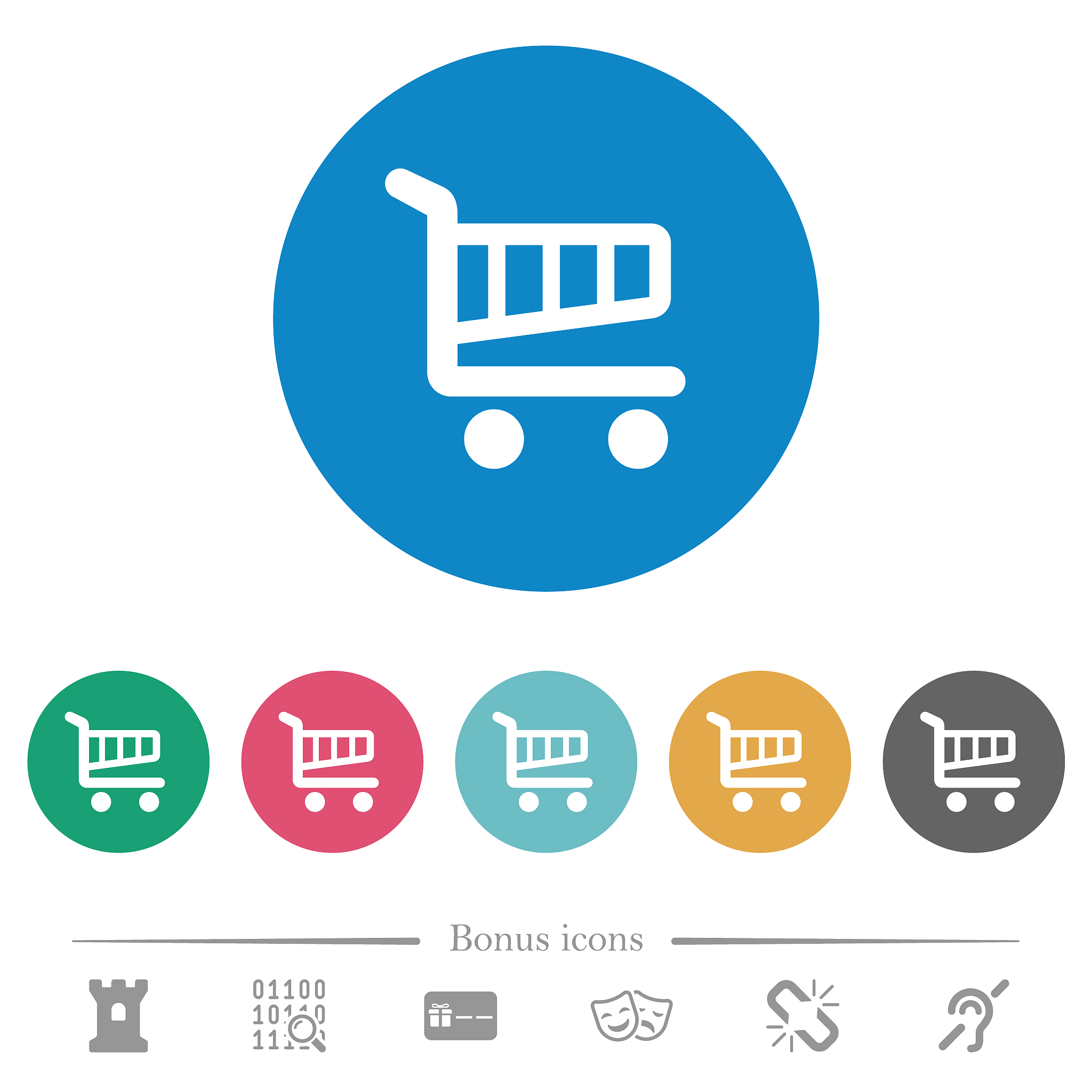 single cart flat round icons