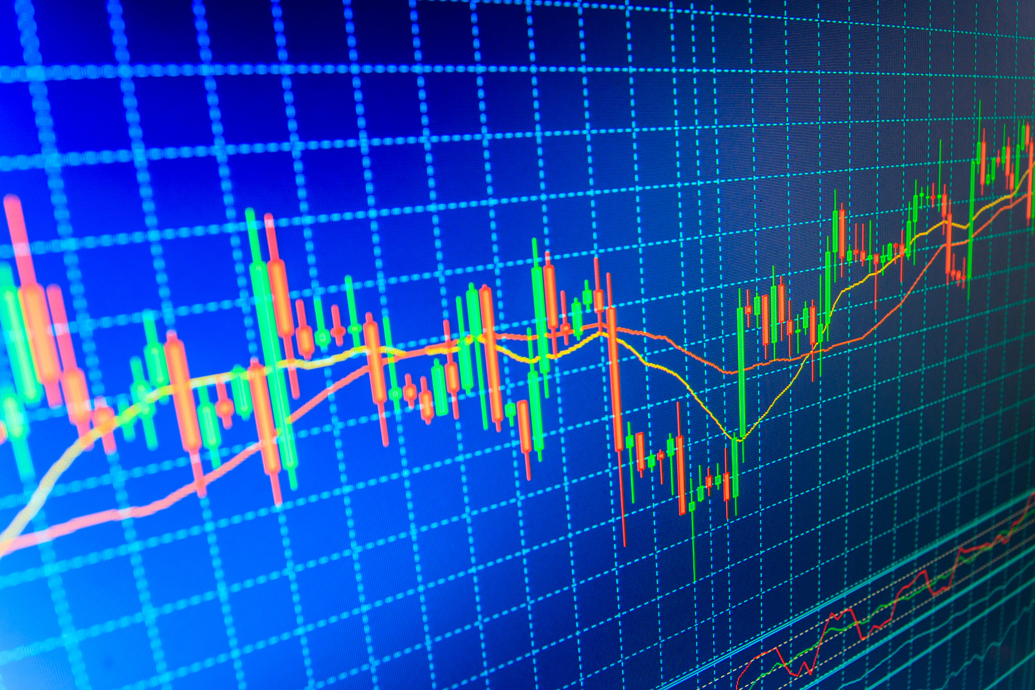 stock market graph and bar chart price display