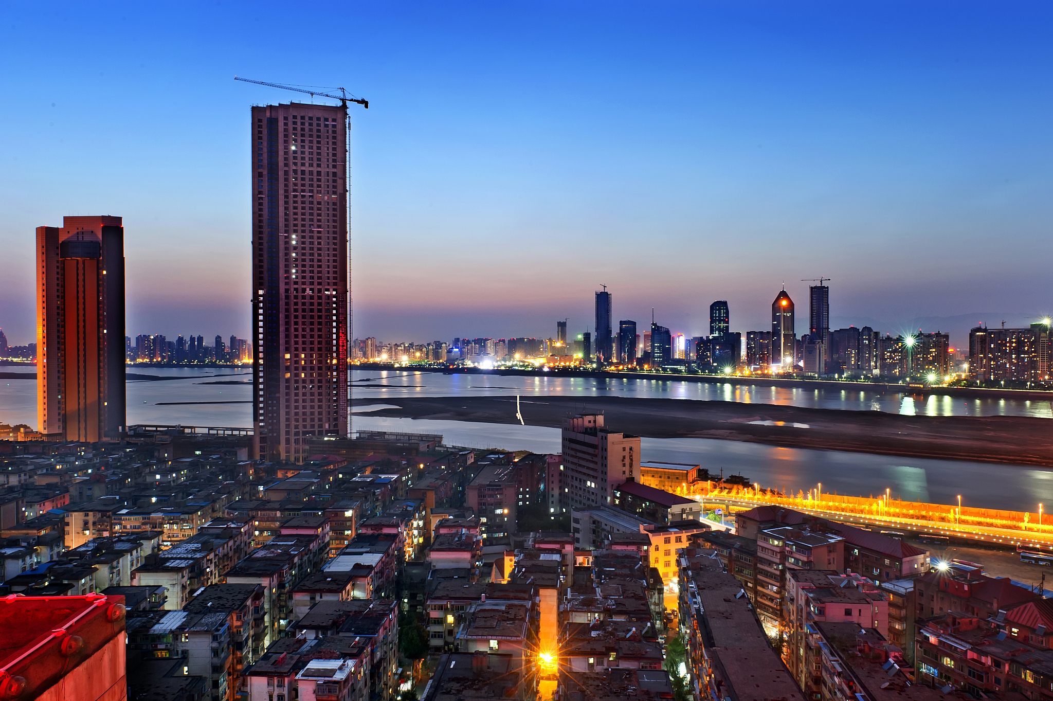 aerial view of city night