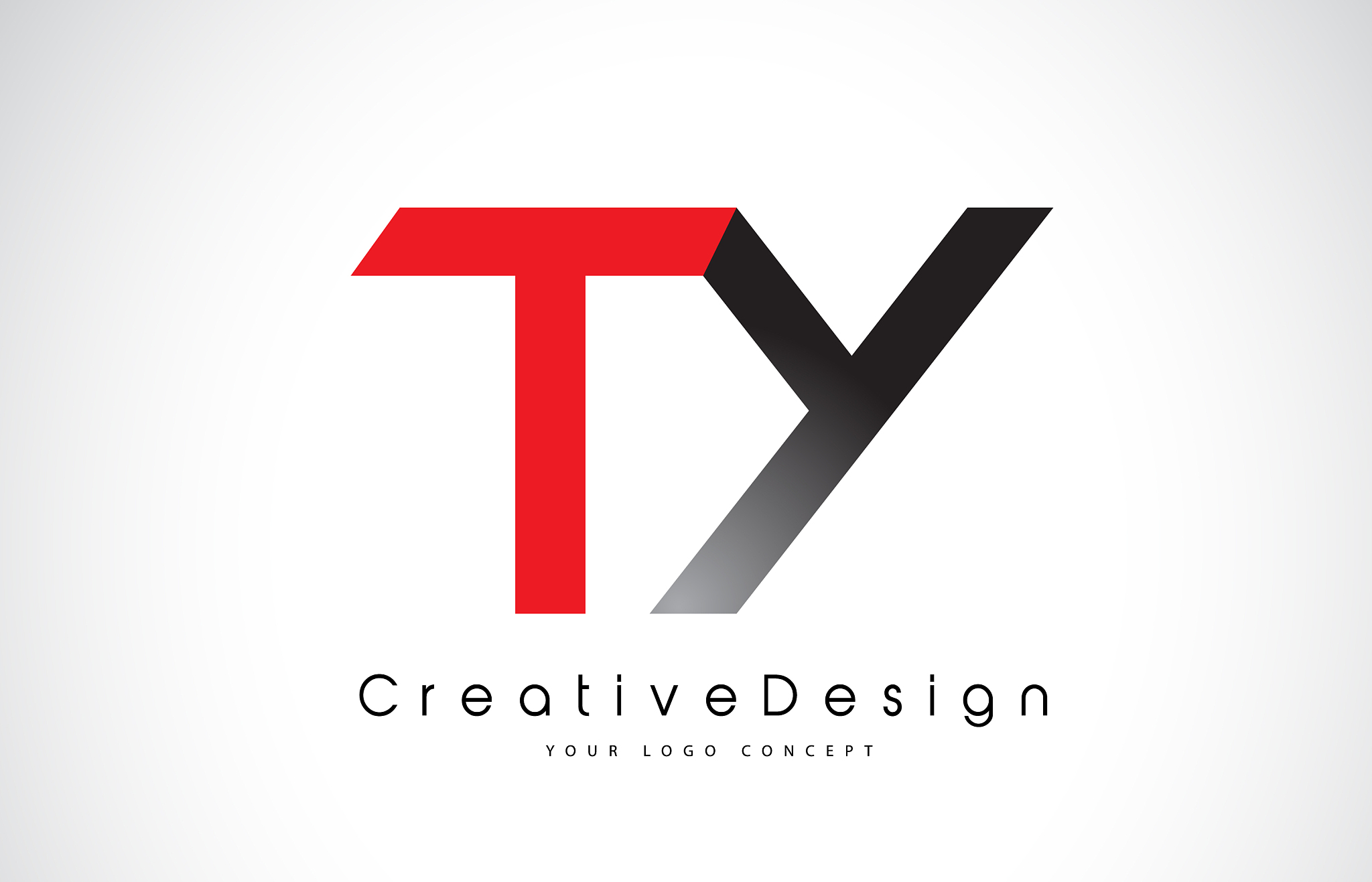 red and black ty t y letter logo design creative