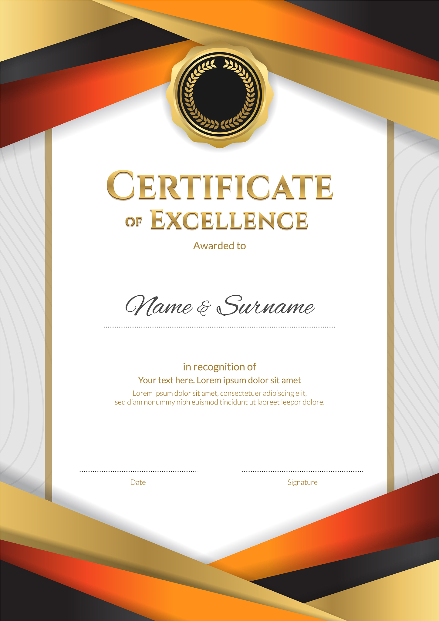 portrait luxury certificate template with elegant