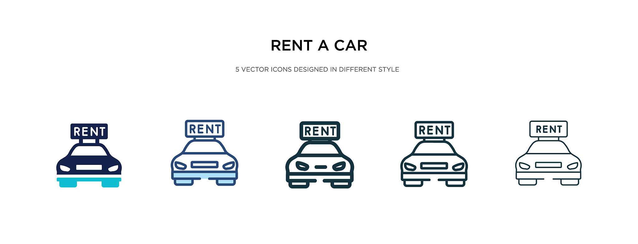 rent a car icon in different style two colored