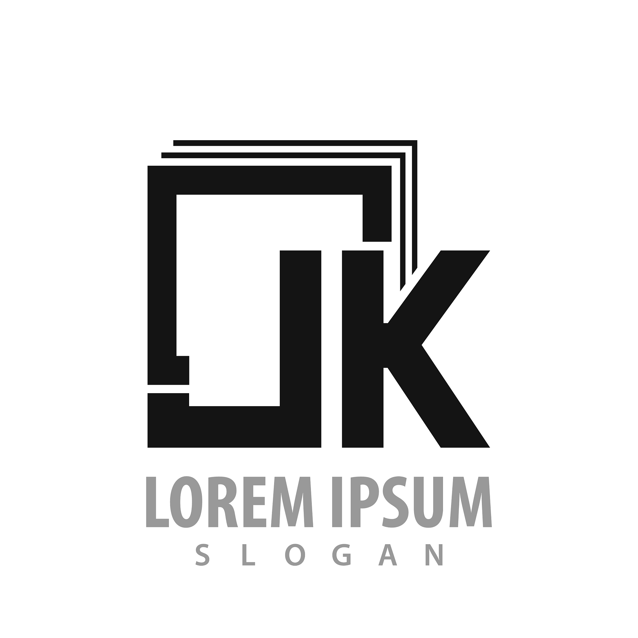 square initila letter jk logo concept design
