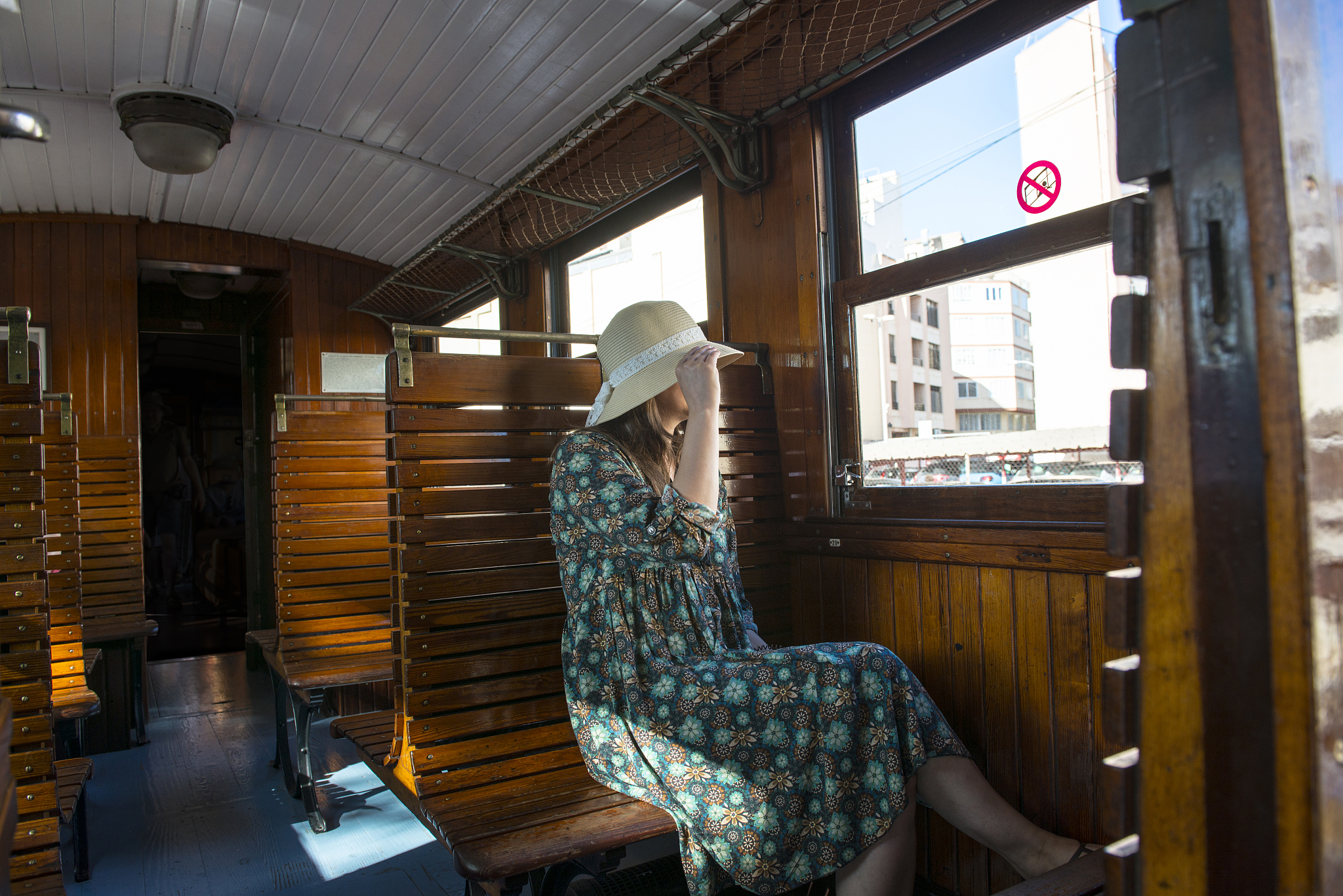 traveling in an old train from 1900s