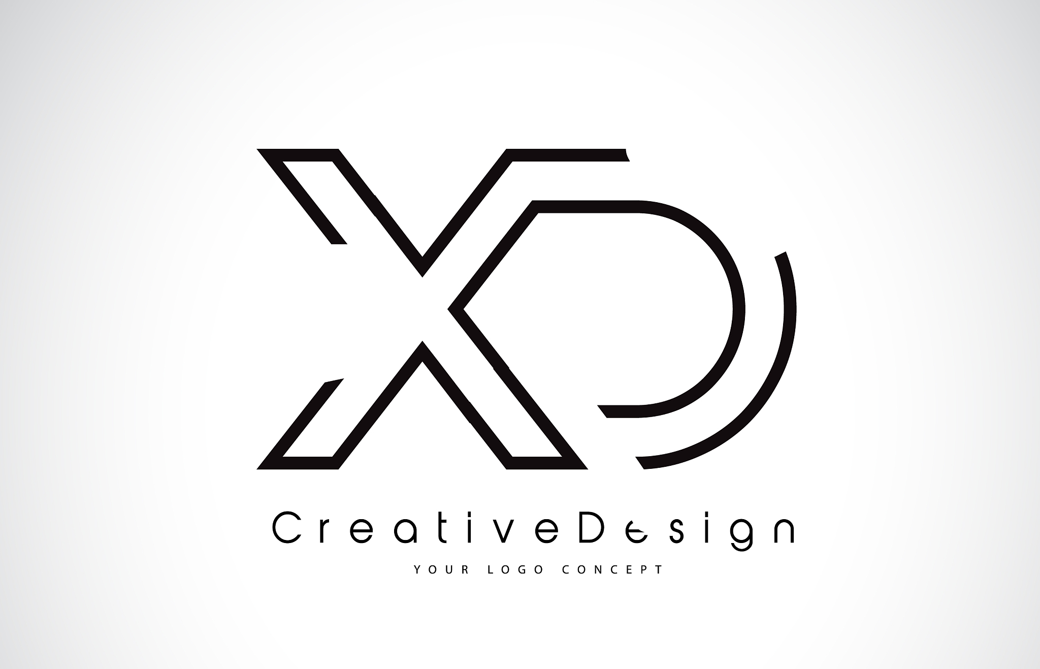 xd x d letter logo design in black colors